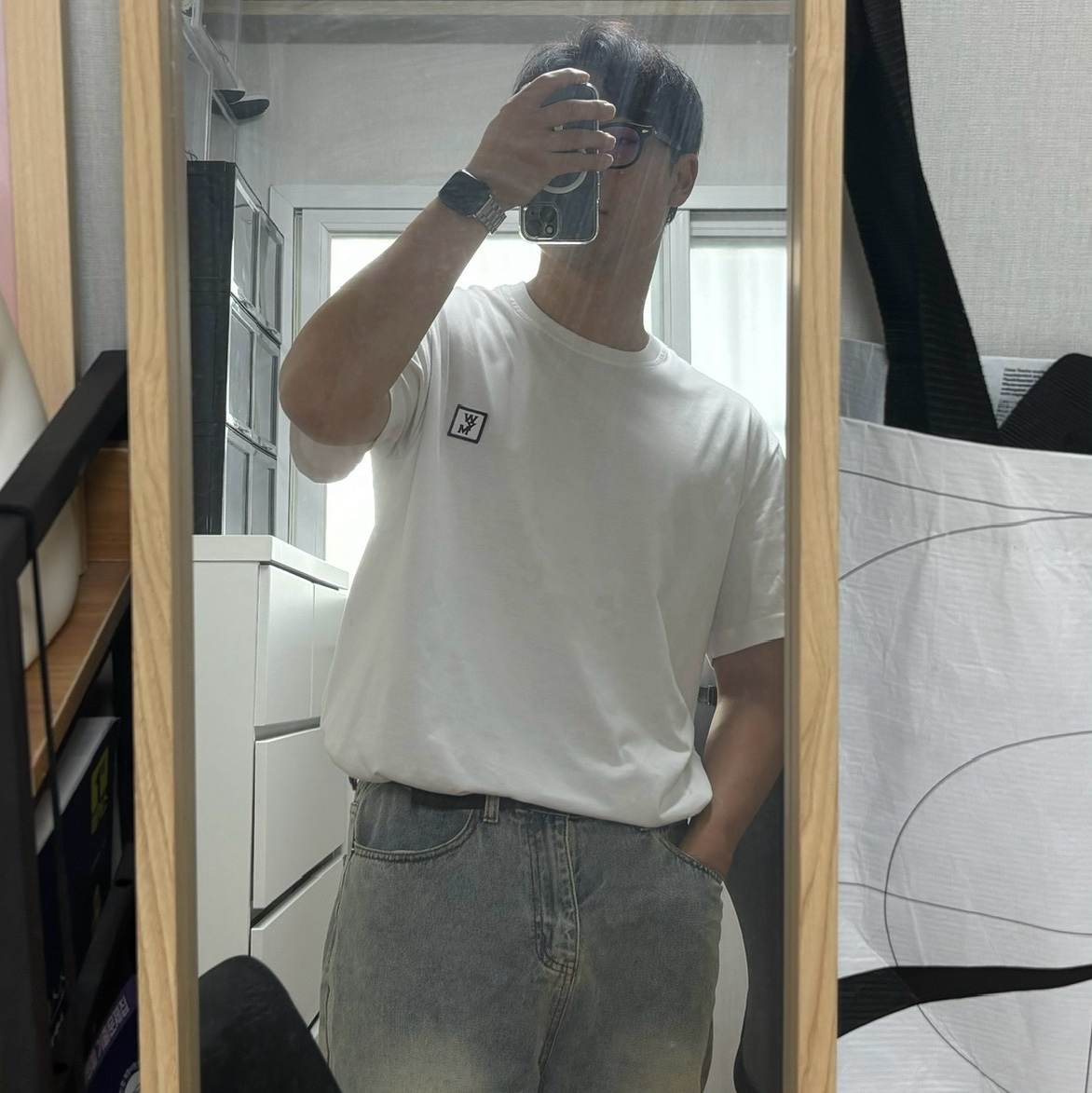 Wooyoungmi Cotton Back Logo T-shirt White - 23SS 착용 스타일