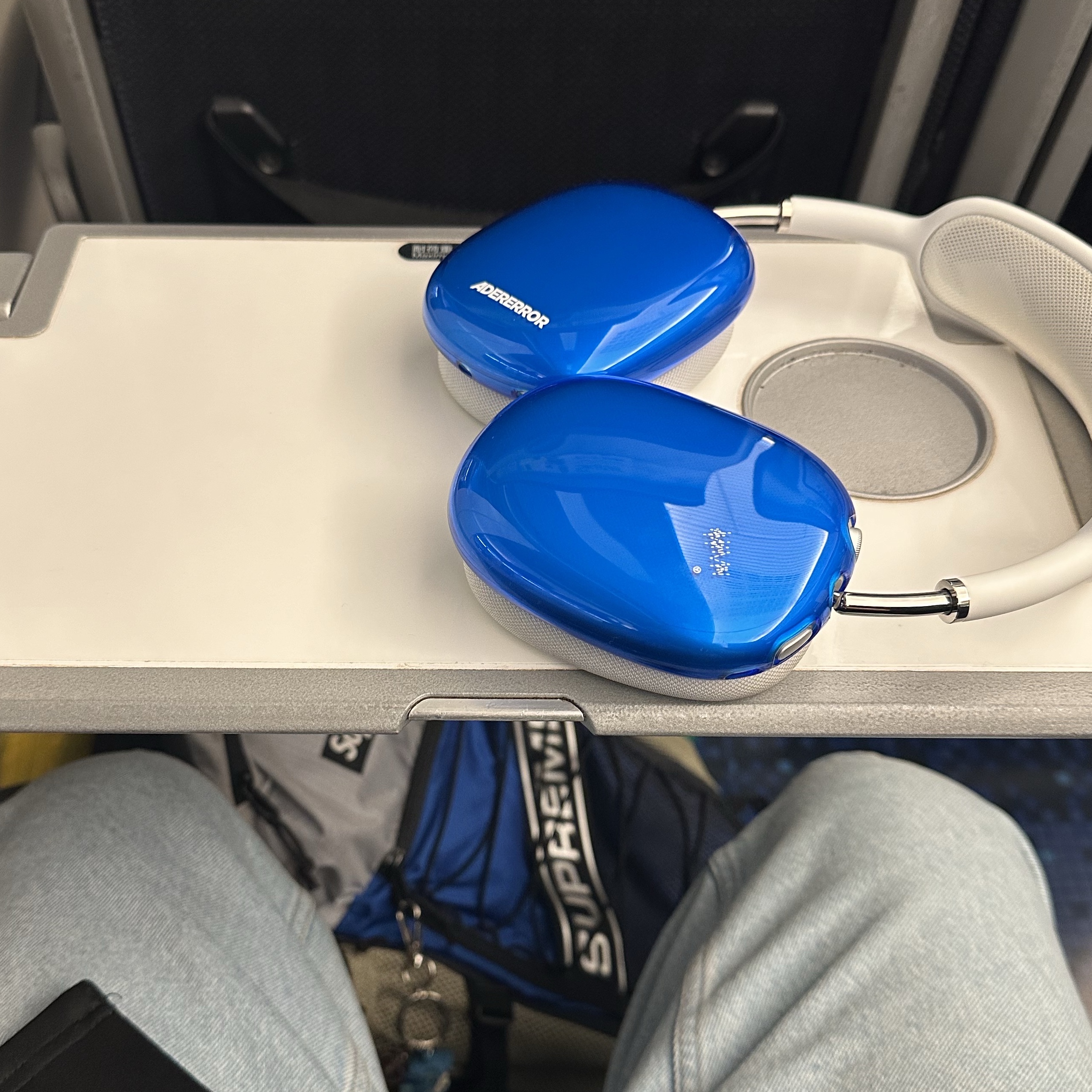 Ader Error TRS Airpods Max Case Z-Blue, Supreme Backpack Blue - 23FW 착용 스타일