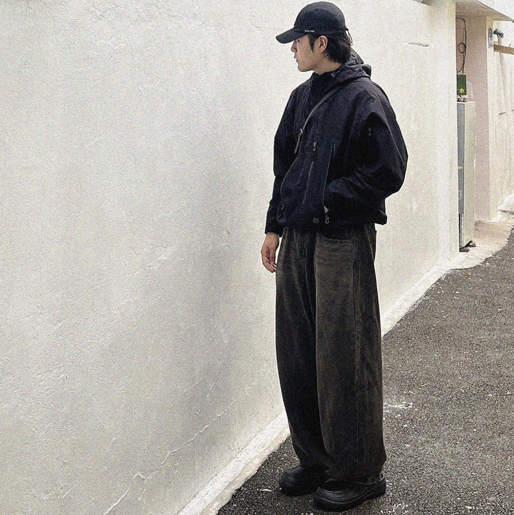 Millo Archive Reflect Curved Pants Washed Brown 착용 스타일 - 2