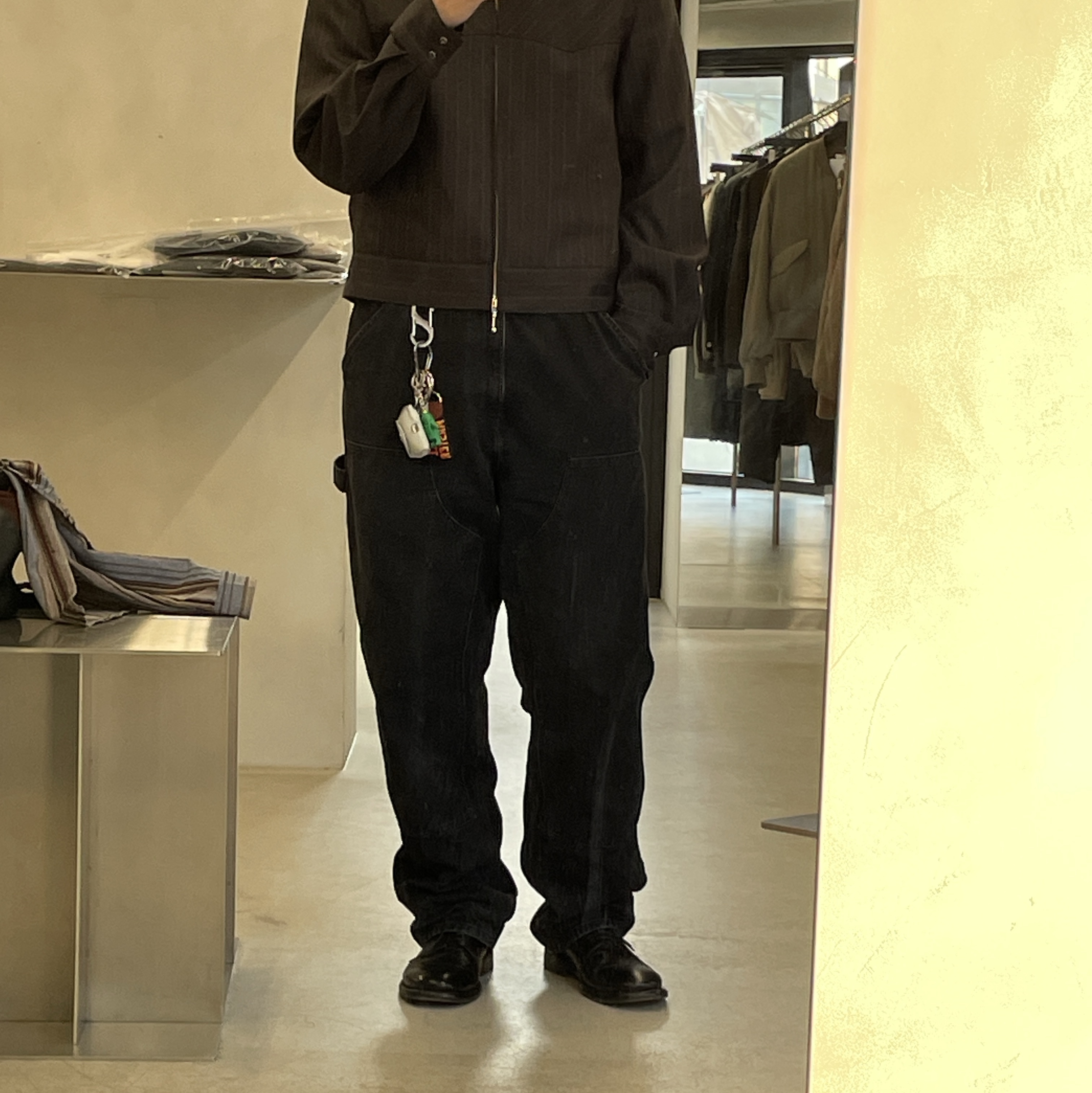 Carhartt WIP Fairfield Denim Double Knee Pants Black Stone Washed 착용 스타일