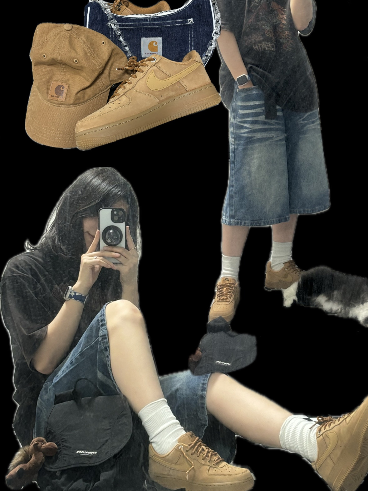 (W) Nike Air Force 1 '07 WB Flax Wheat 착용 스타일