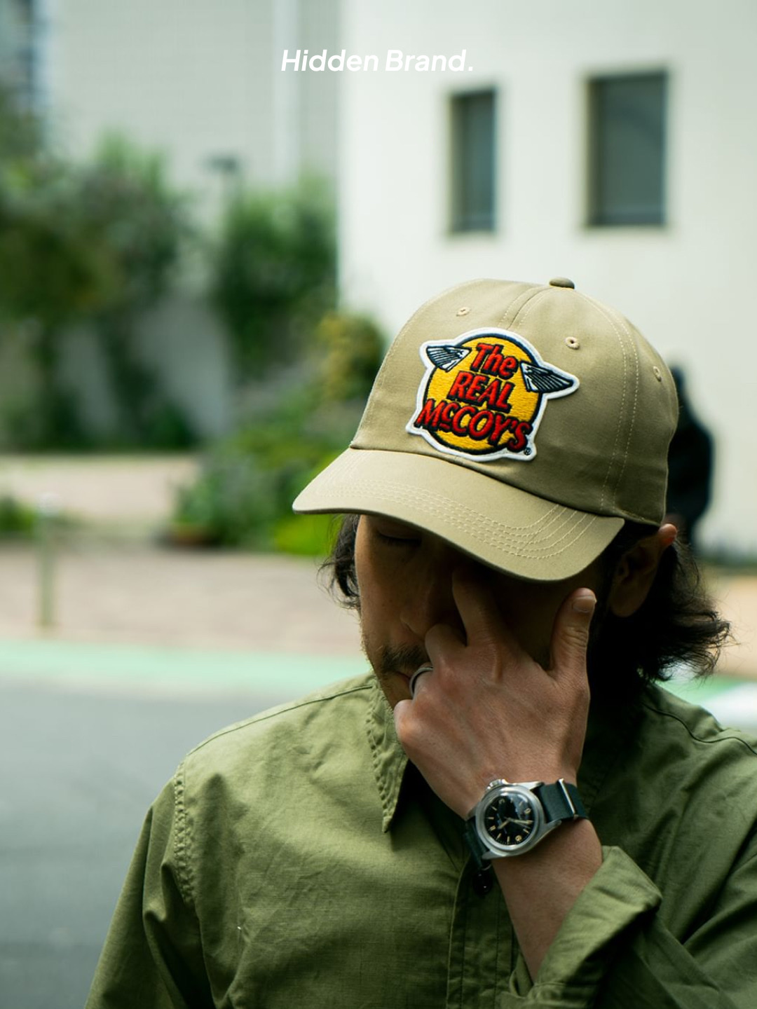 The Real McCoy's Logo Baseball Cap Red, The Real McCoy's Logo Baseball Cap Khaki 착용 스타일 - 8