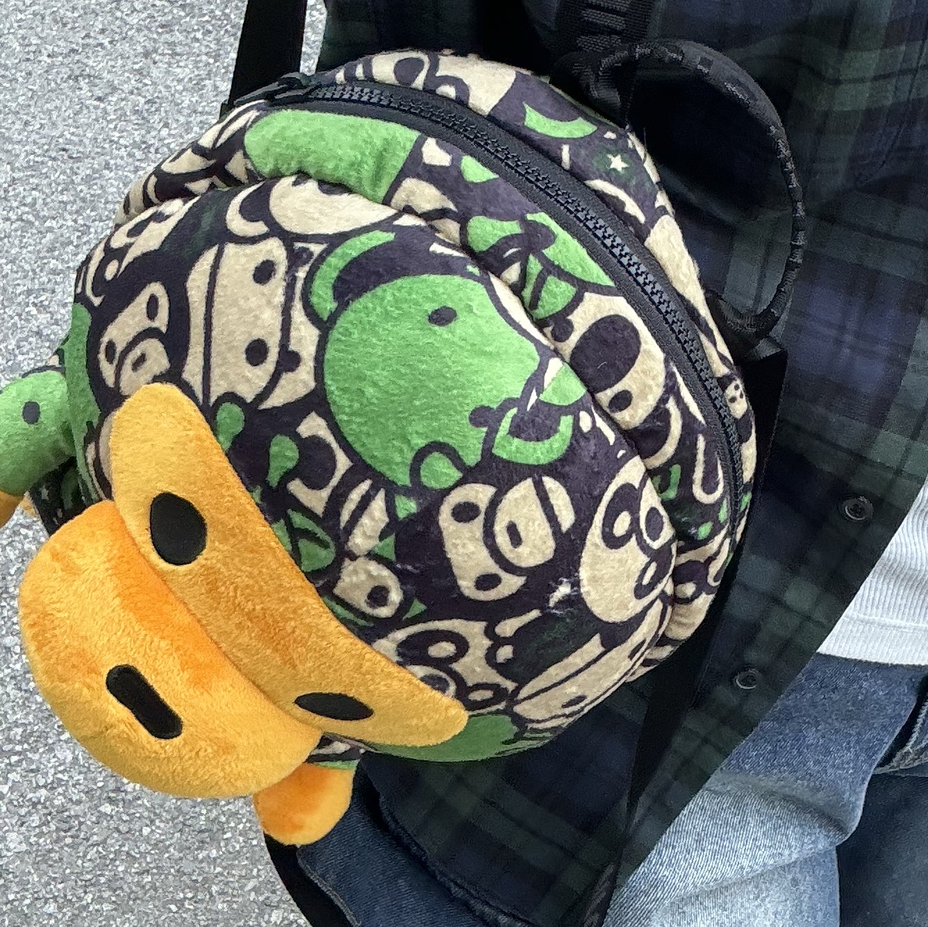 BAPE Baby Milo Plush Backpack Green, IAB Studio Blackwatch Tartan Shirt Blue Green 착용 스타일 - 2