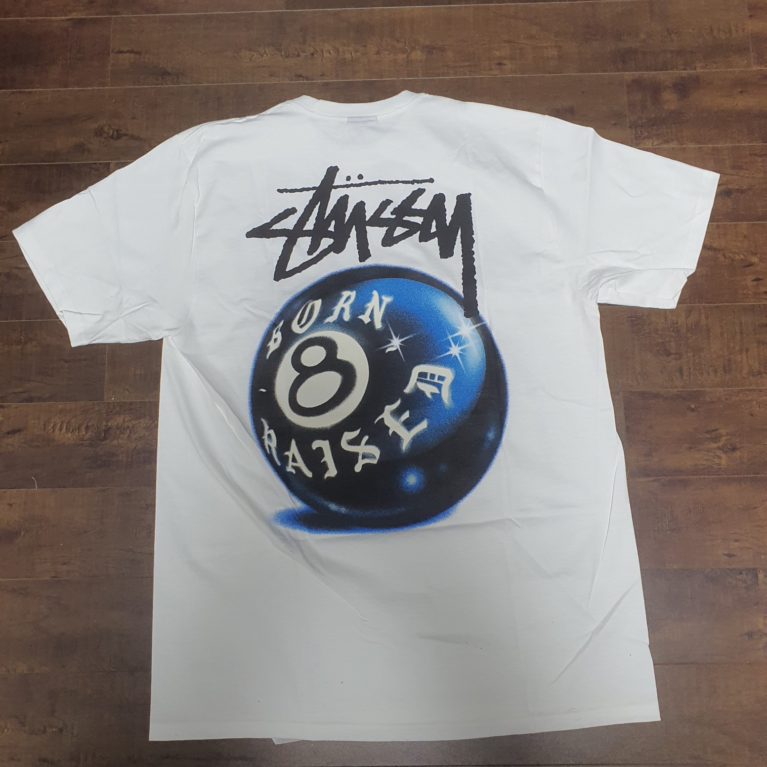 Stussy x Born X Raised 8 Ball T-Shirt White 착용 스타일