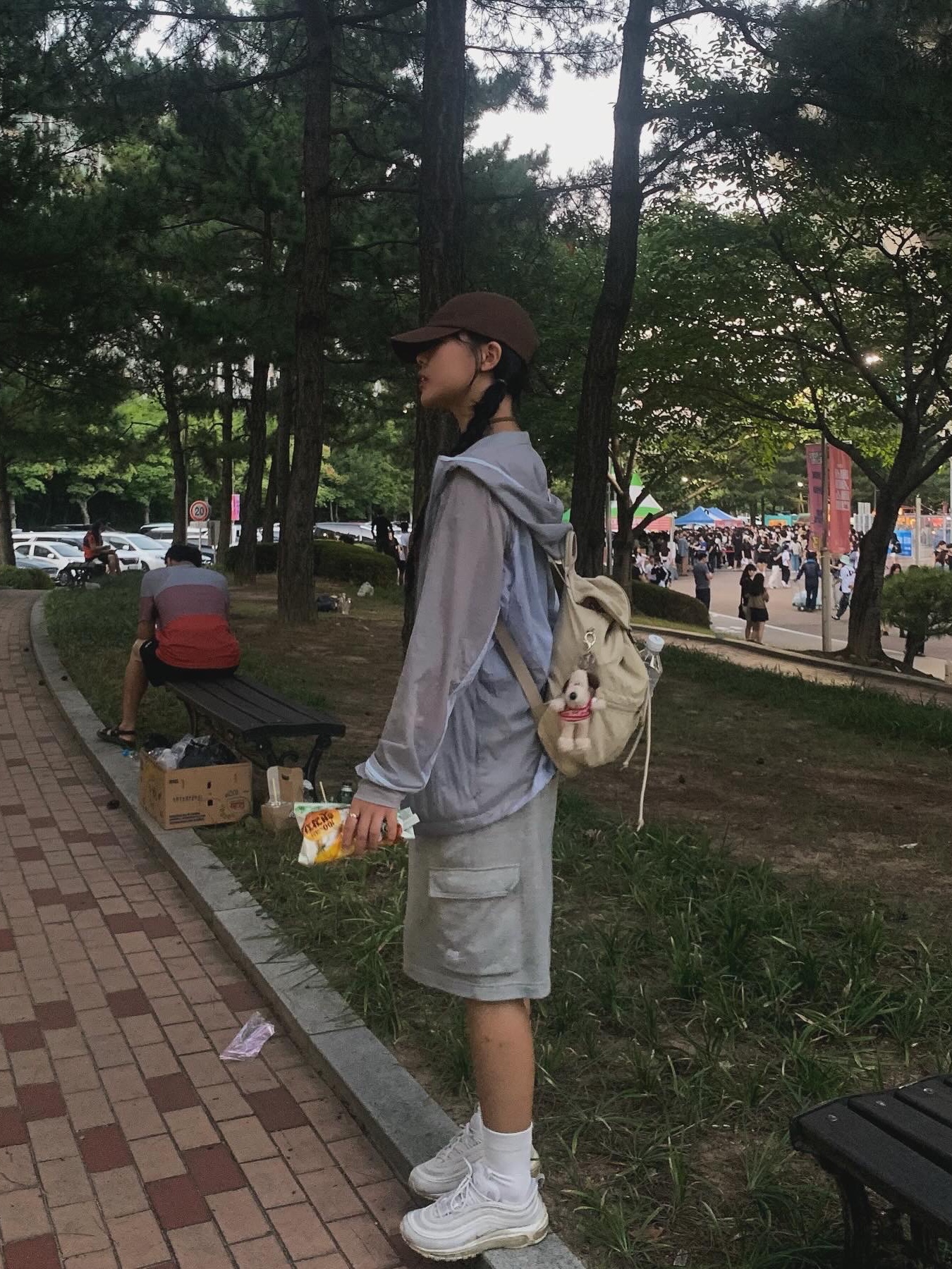 Sansan Gear Air Dash Jacket Light Grey - 24SS, Nike Air Max 97 Triple White Wolf Grey 착용 스타일 - 1