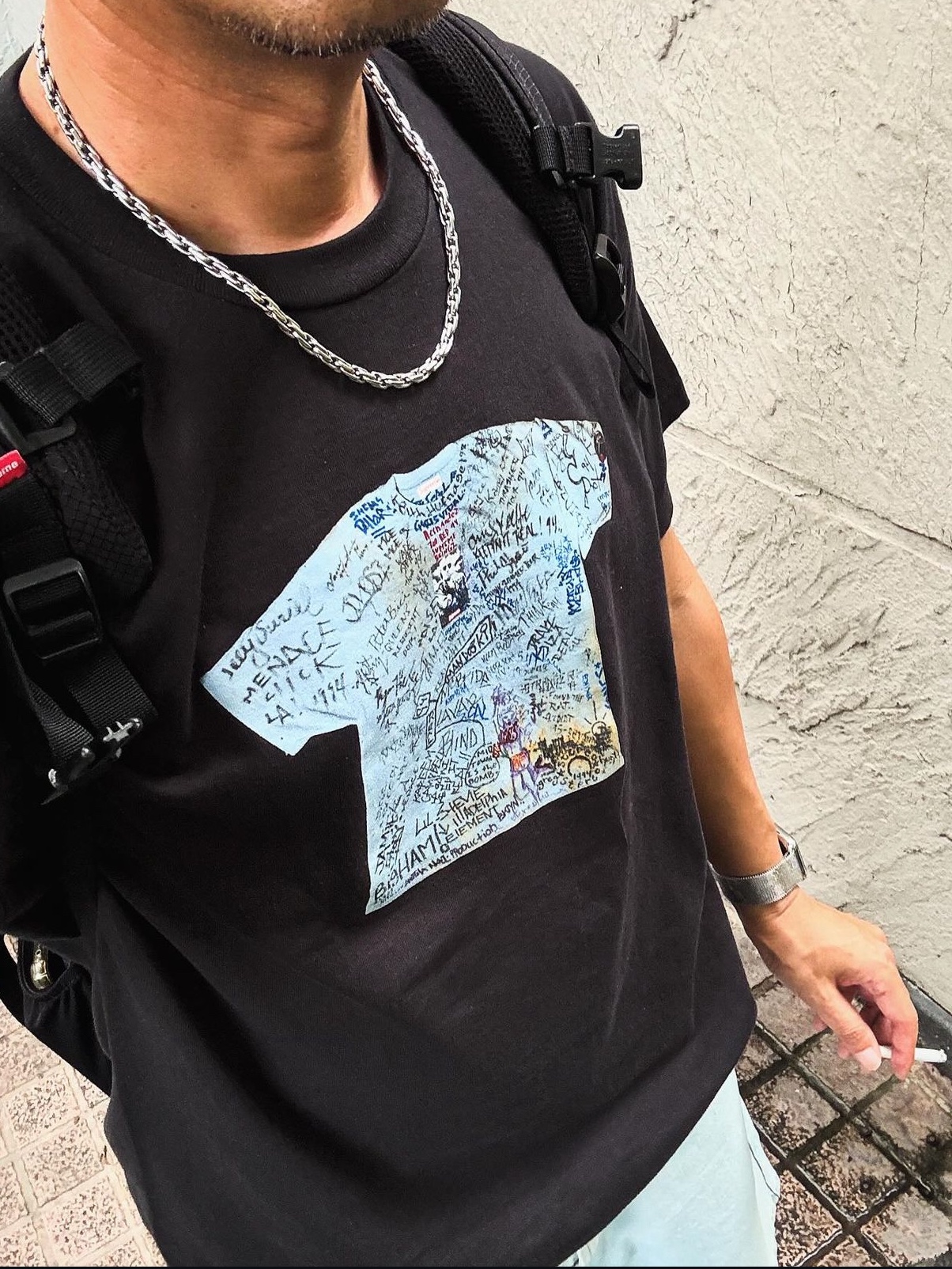 Supreme First T-Shirt Black - 24SS 착용 스타일 - 2