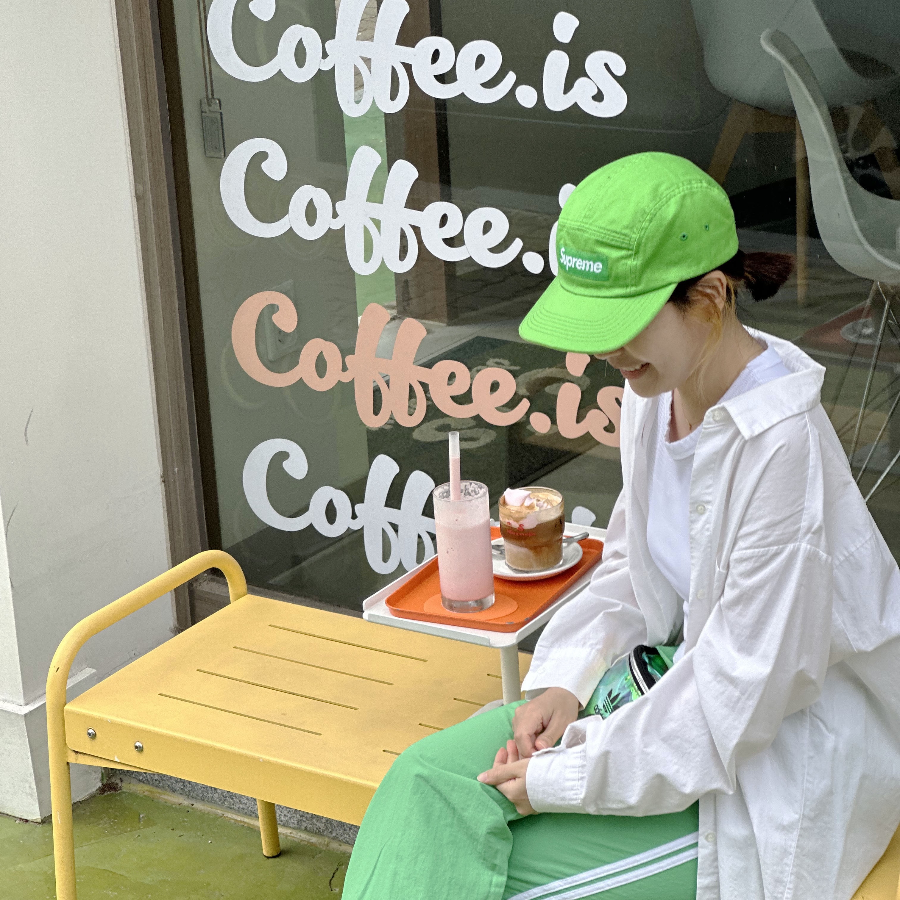 Supreme Washed Chino Twill Camp Cap Green - 24SS 착용 스타일