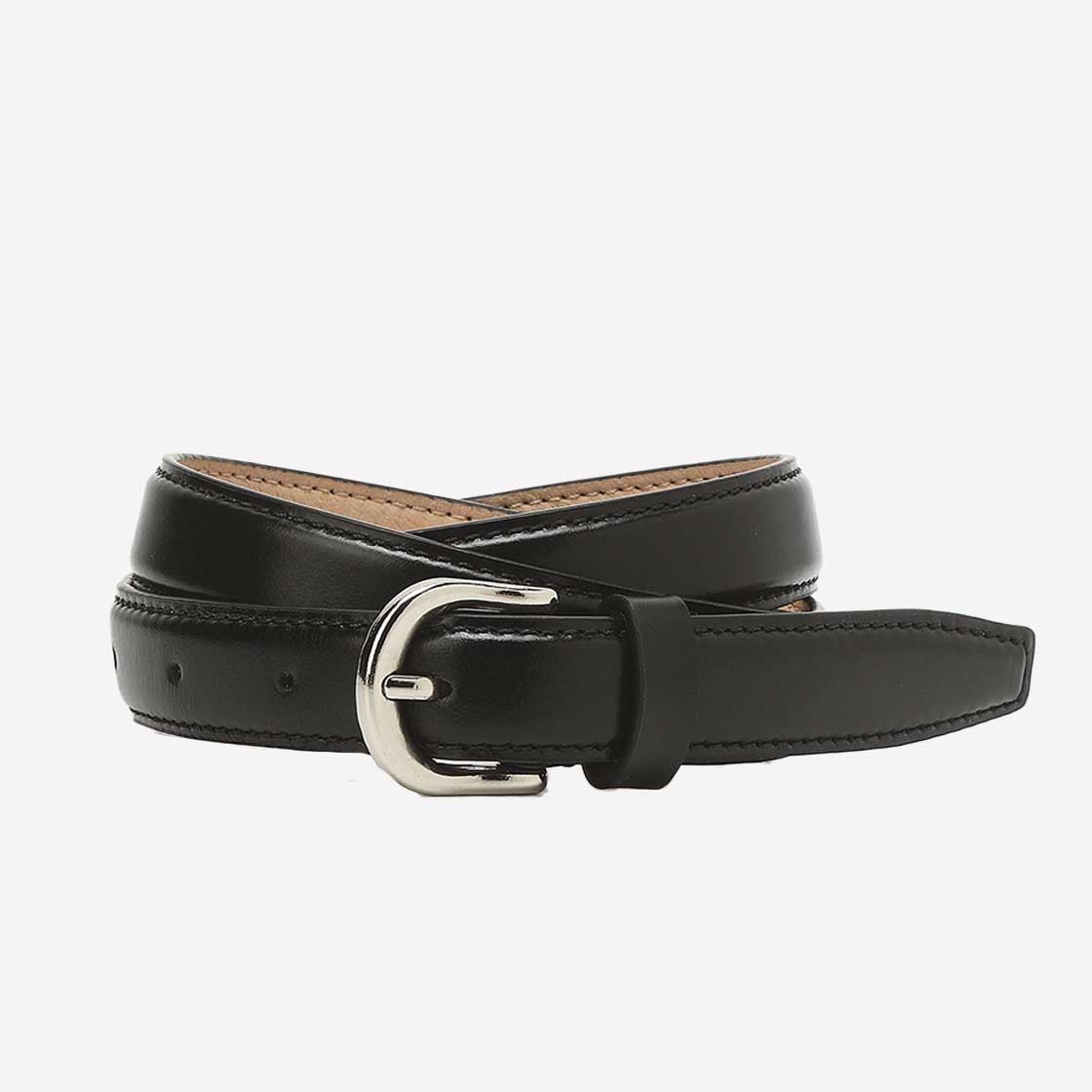 Dunst D-Buckle Slim Leather Belt Black 상세 이미지 1