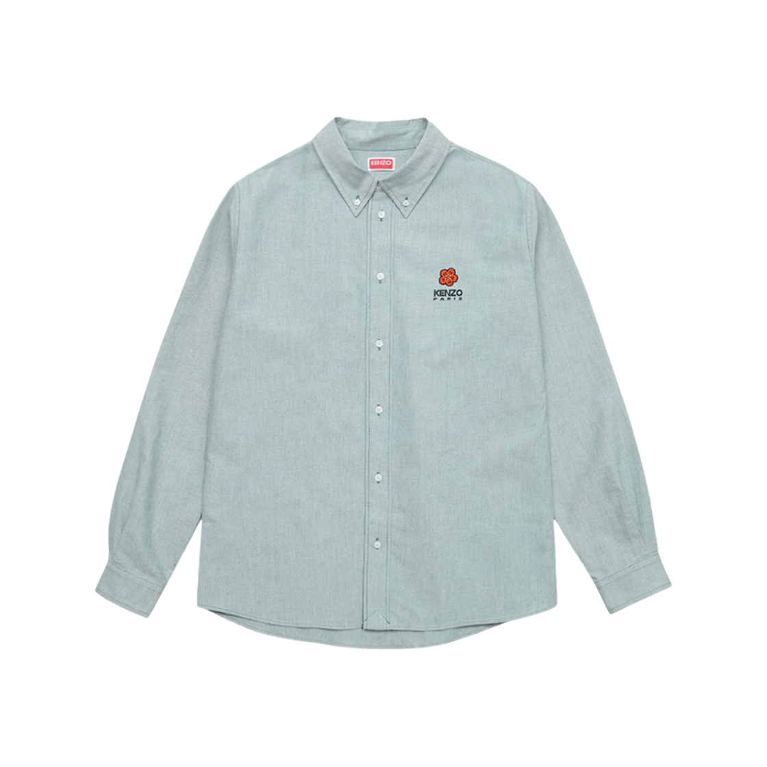 Kenzo Boke Flower Logo Embroidered Buttoned Shirt Blue 상세 이미지 1