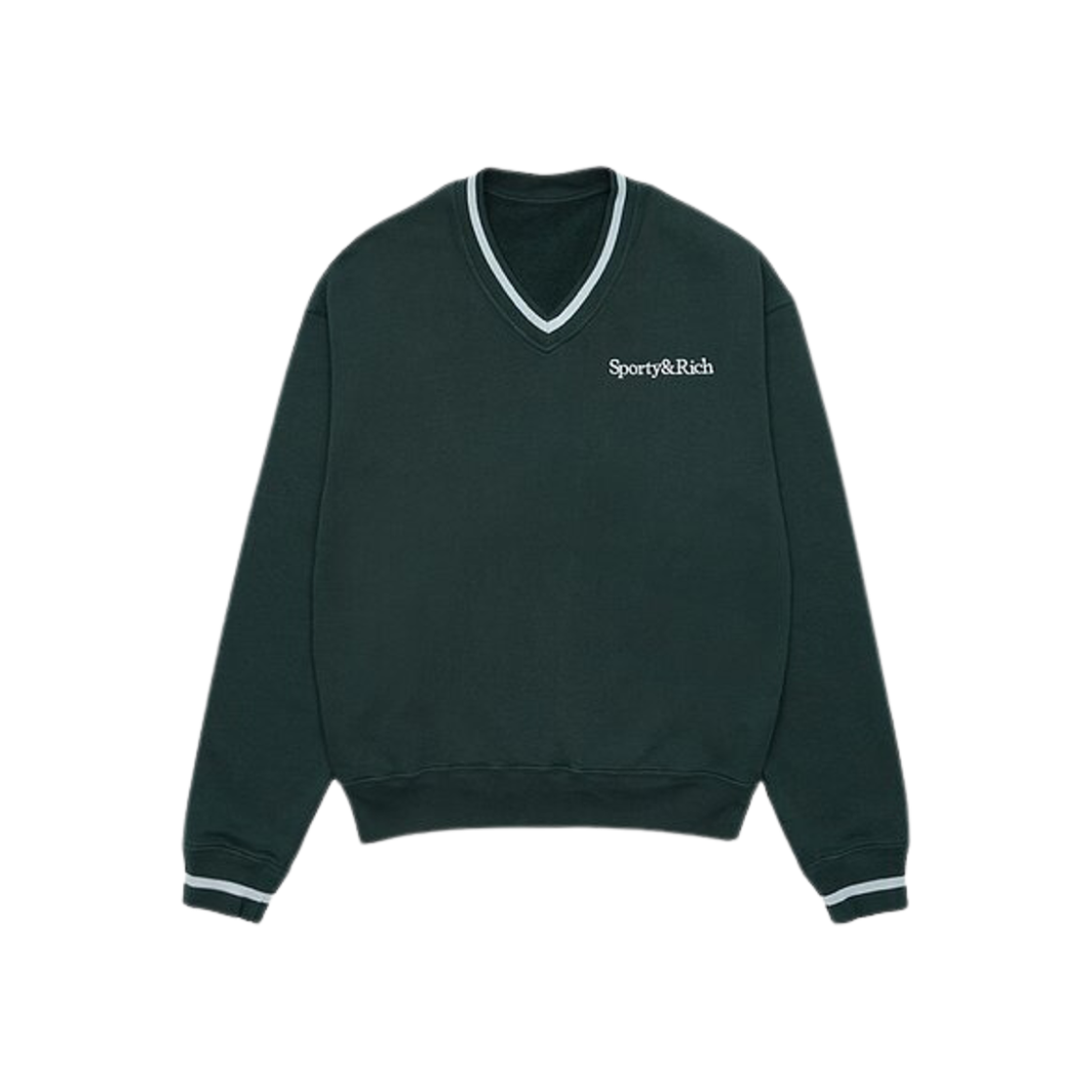 Sporty & Rich Logo Embroided V-Neck Sweatshirt Green 상세 이미지 1