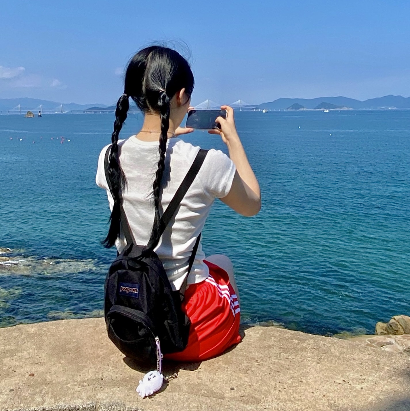 Jansport Half Pint Mini Backpack Black, (W) Adidas Firebird Shorts Better Scarlet White - KR Sizing 착용 스타일 - 5
