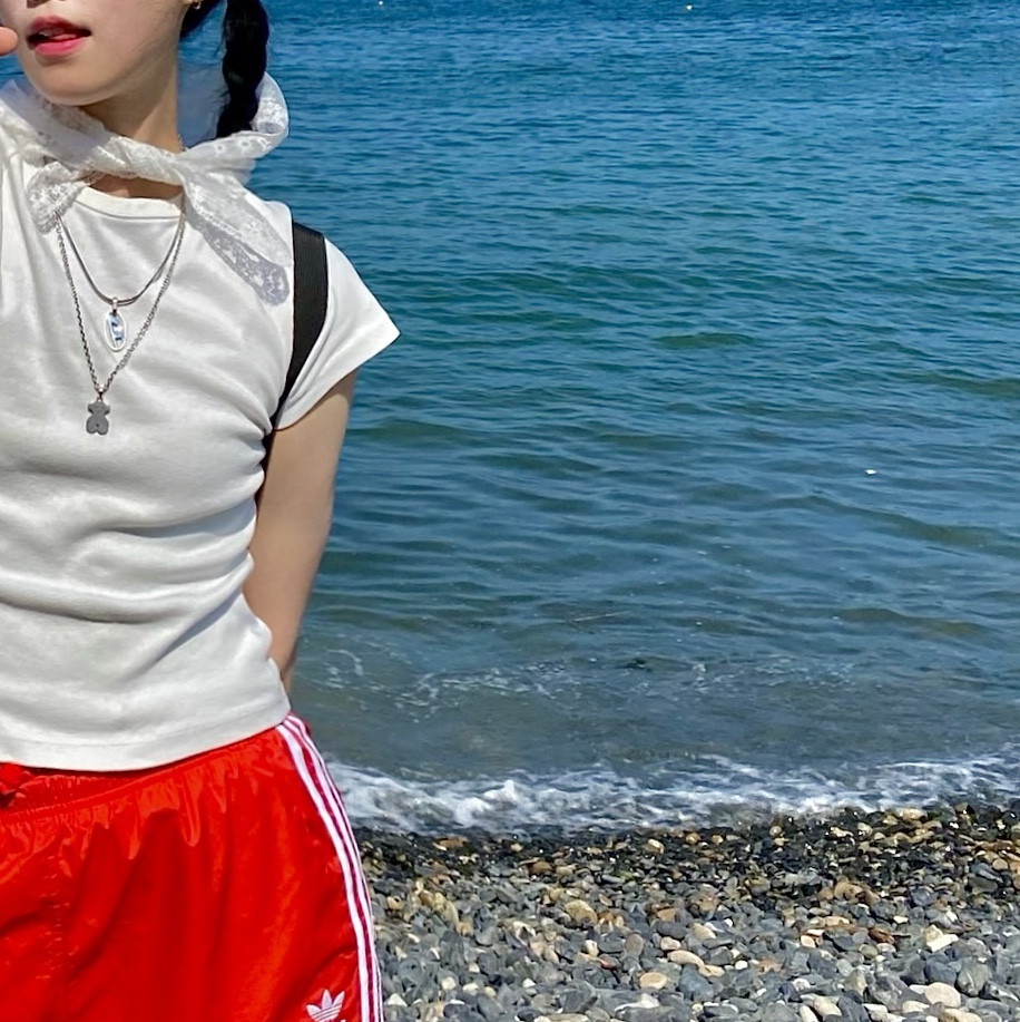 Jansport Half Pint Mini Backpack Black, (W) Adidas Firebird Shorts Better Scarlet White - KR Sizing 착용 스타일 - 3