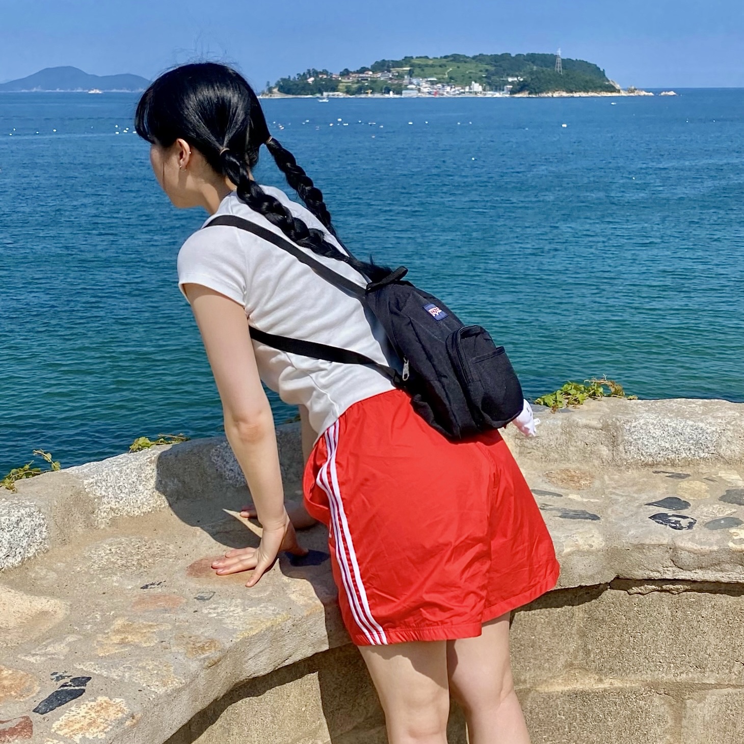 Jansport Half Pint Mini Backpack Black, (W) Adidas Firebird Shorts Better Scarlet White - KR Sizing 착용 스타일 - 4