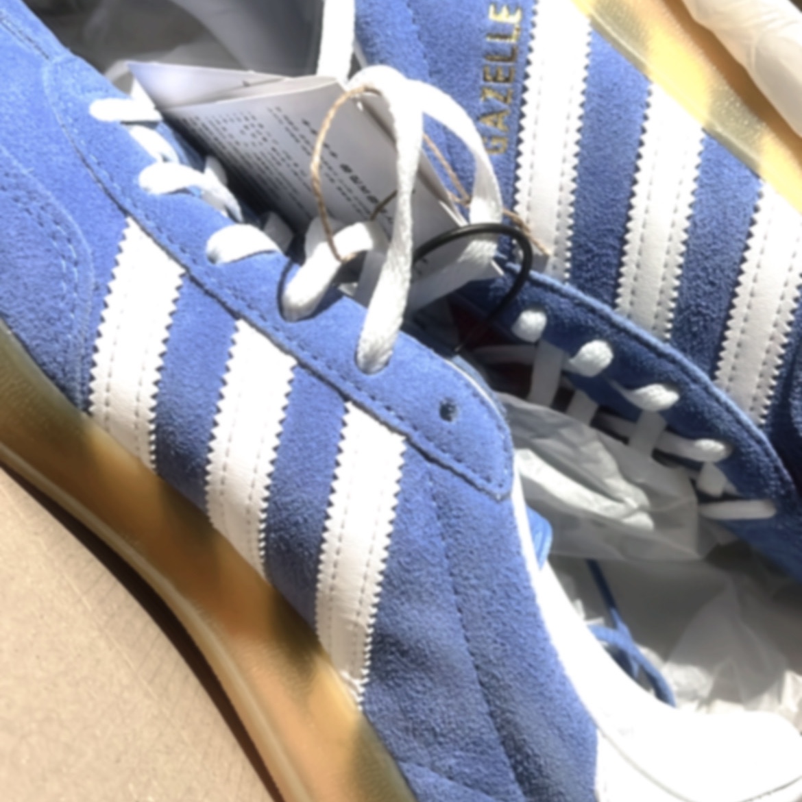 (W) Adidas Gazelle Indoor Blue Fusion Cloud White 착용 스타일 - 1