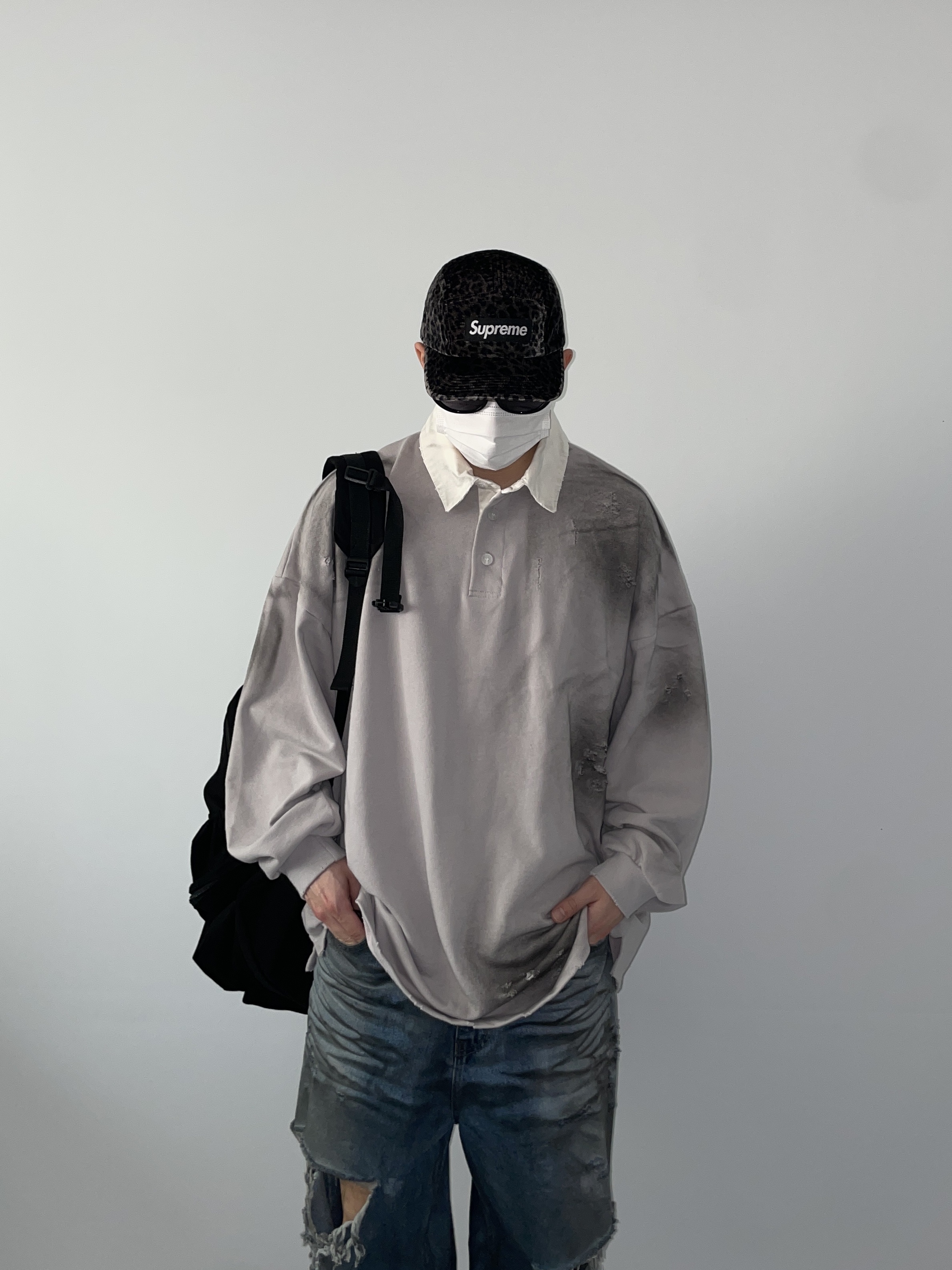 Supreme Leopard Velvet Camp Cap Black - 24SS, Balenciaga 3XL Sneakers Light Beige 착용 스타일 - 2