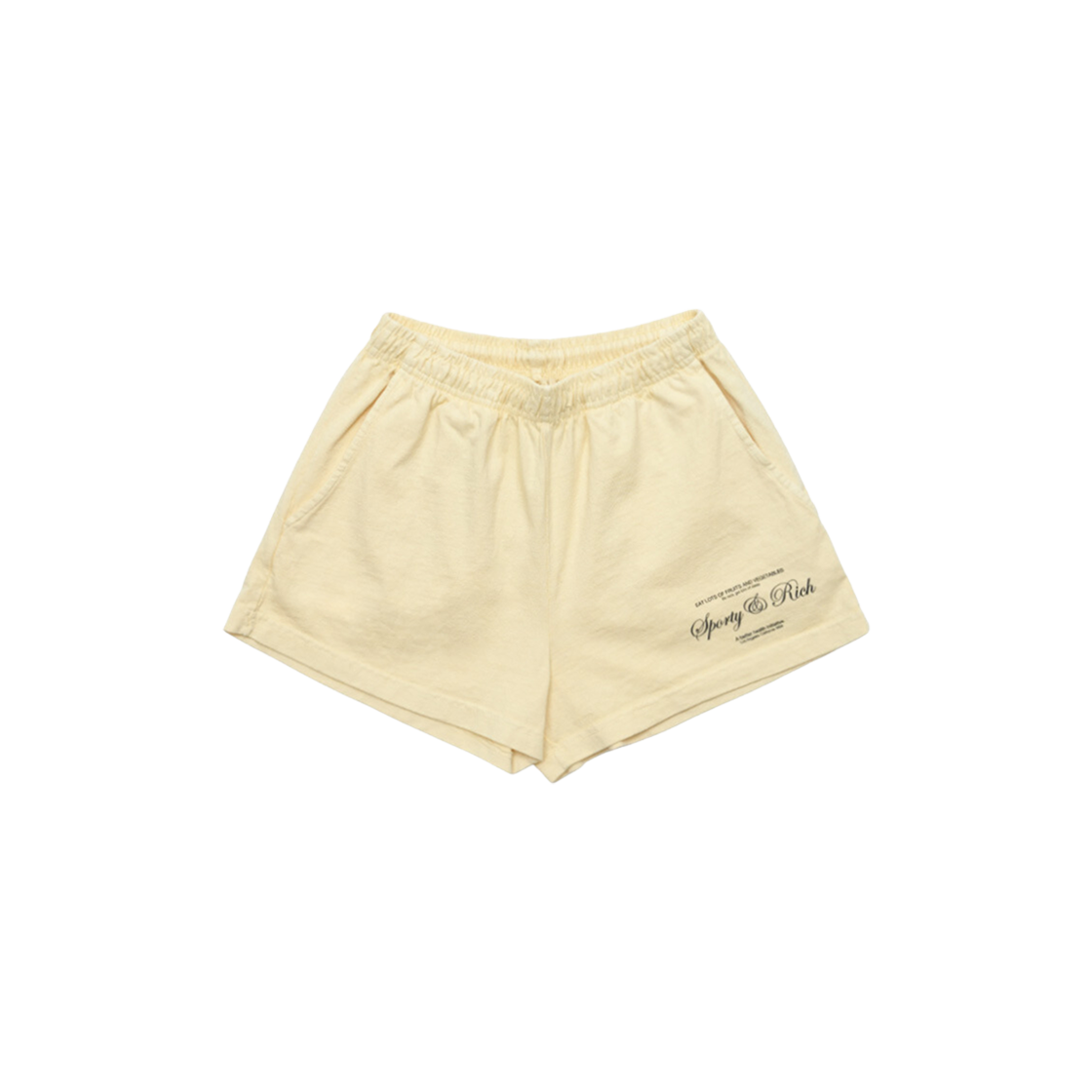 Sporty & Rich Script Logo Shorts Almond Black 상세 이미지 1