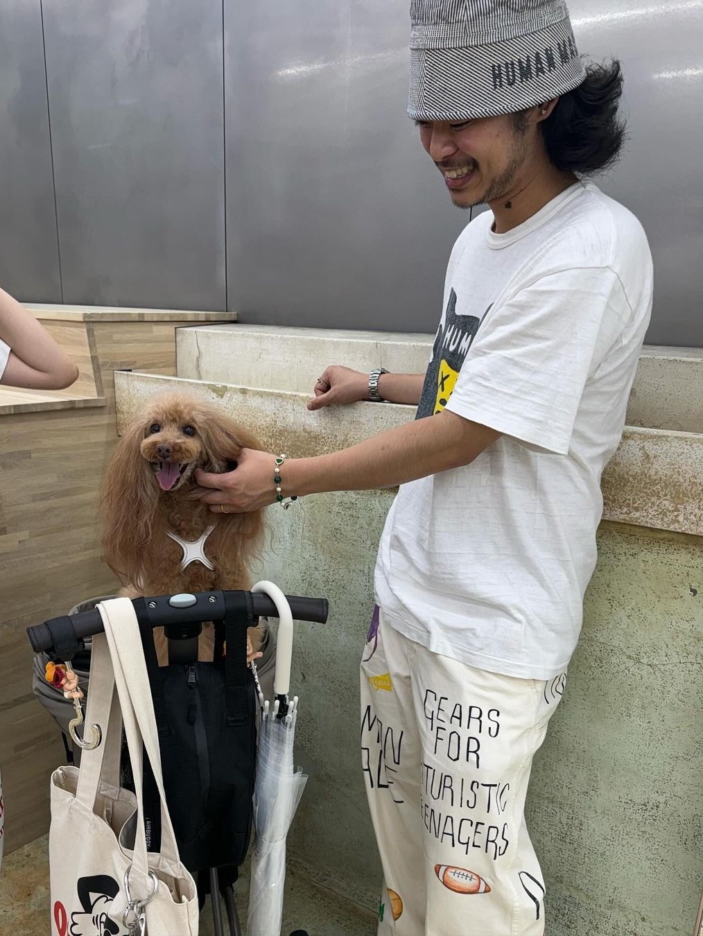 Human Made Prototype 6 Panel Cap Navy, Human Made Graphic T-Shirt #7 White 착용 스타일 - 3