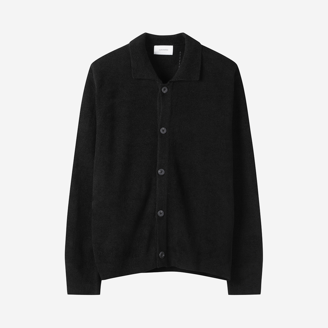 커스텀멜로우 셔닐 카라 가디건 블랙