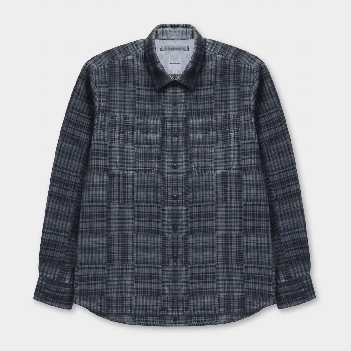 시리즈 루나다잉 패치워크 체크 셔츠 다크 블루(SERIES Luna Dyeing Patchwork Check Shirt Dark Blue) - 2