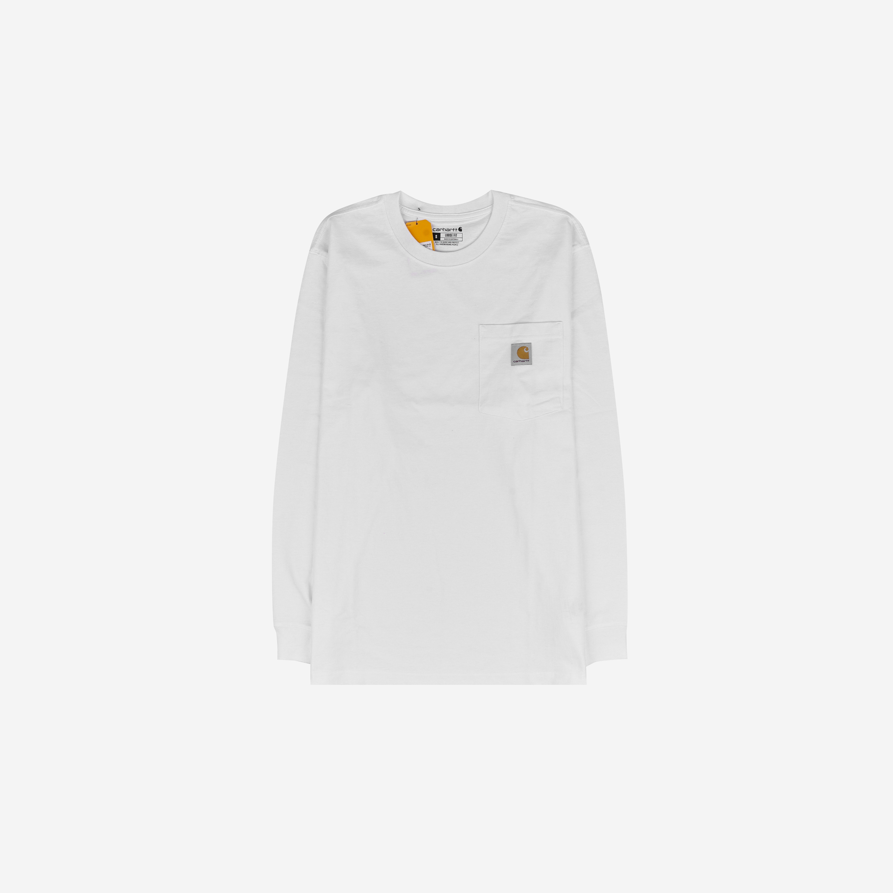 Carhartt Loose Fit Heavyweight Regular Long Sleeve Pocket T-Shirt White