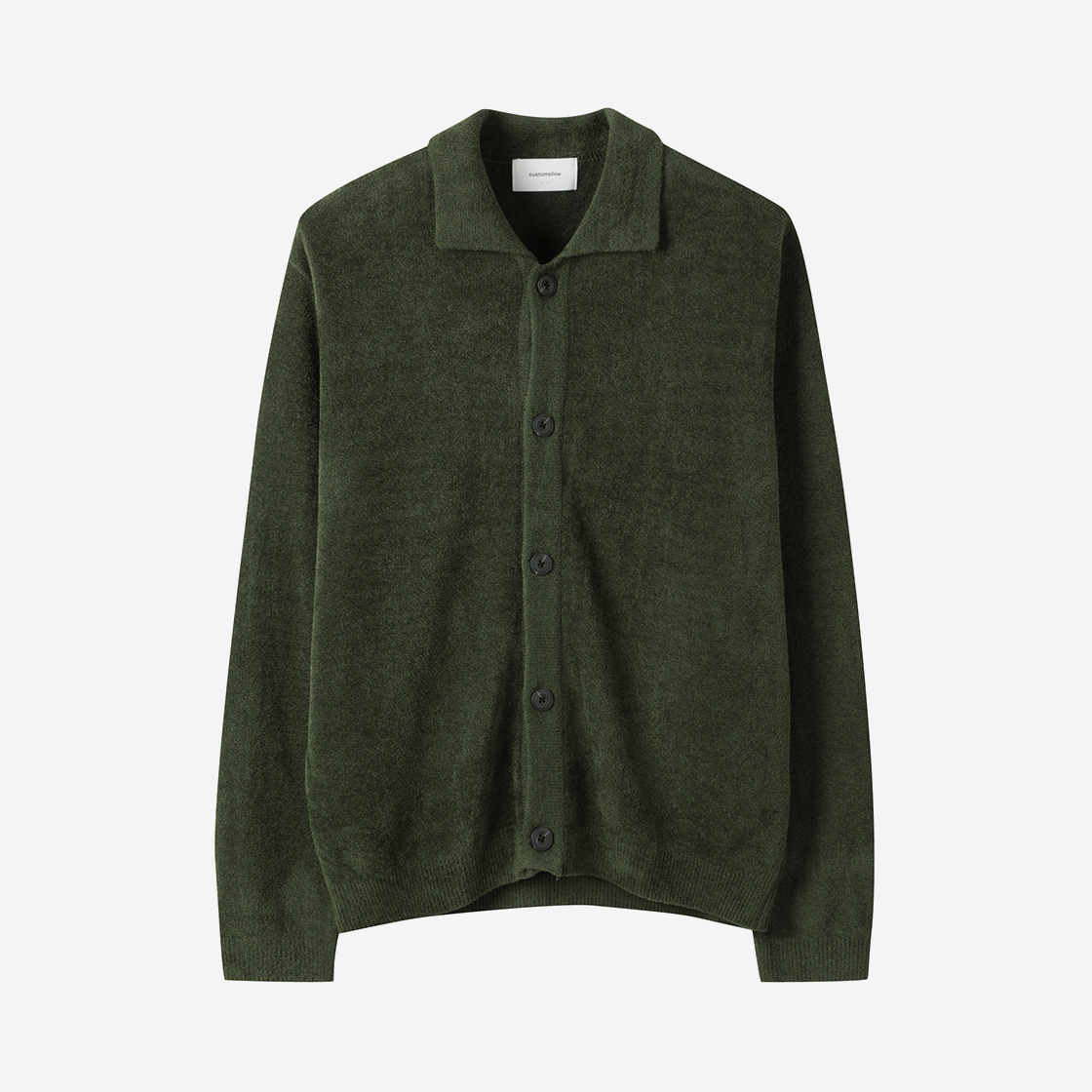 커스텀멜로우 셔닐 카라 가디건 그린