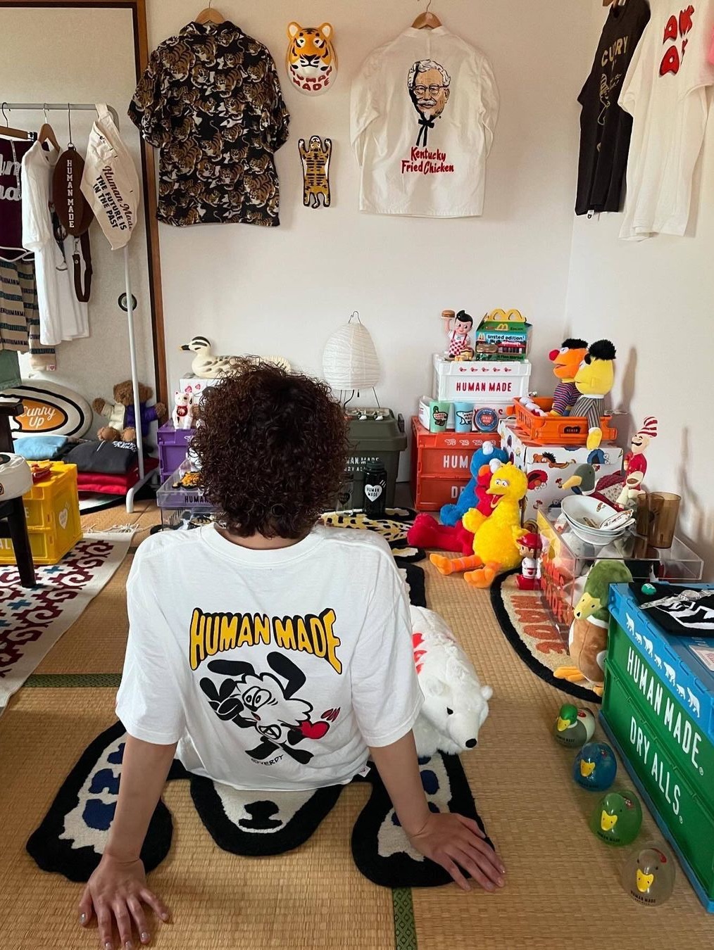 Human Made Prototype 6 Panel Cap Navy, Human Made Graphic T-Shirt #7 White 착용 스타일 - 4