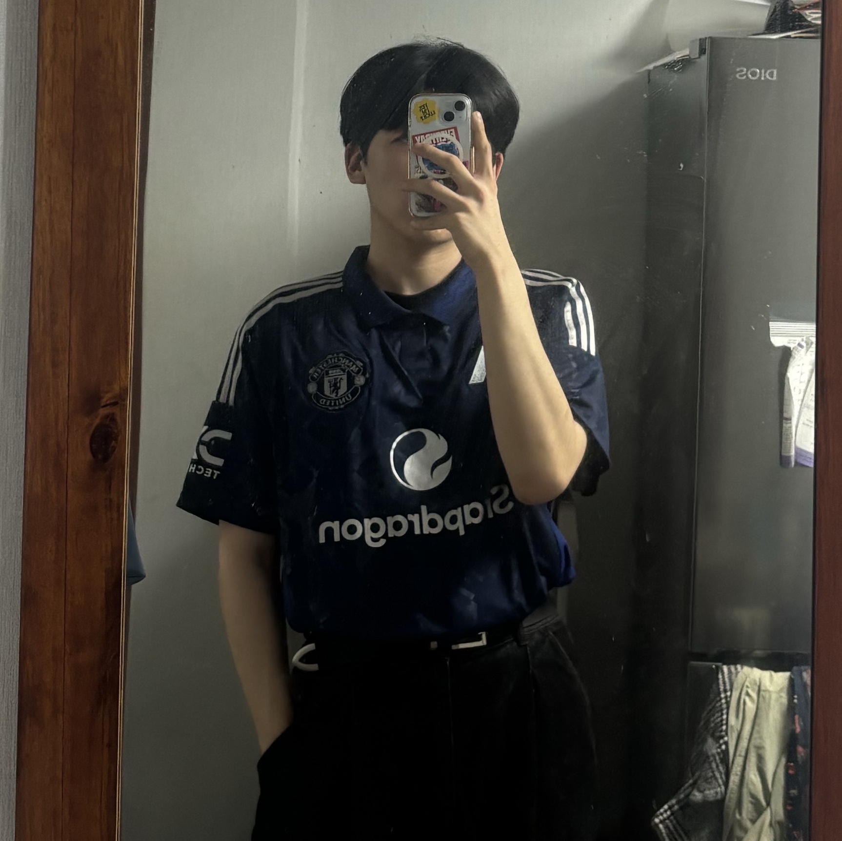 Adidas Manchester United 2024/25 Away Jersey Night Indigo - KR Sizing (Non Marking Ver.) 착용 스타일 - 1