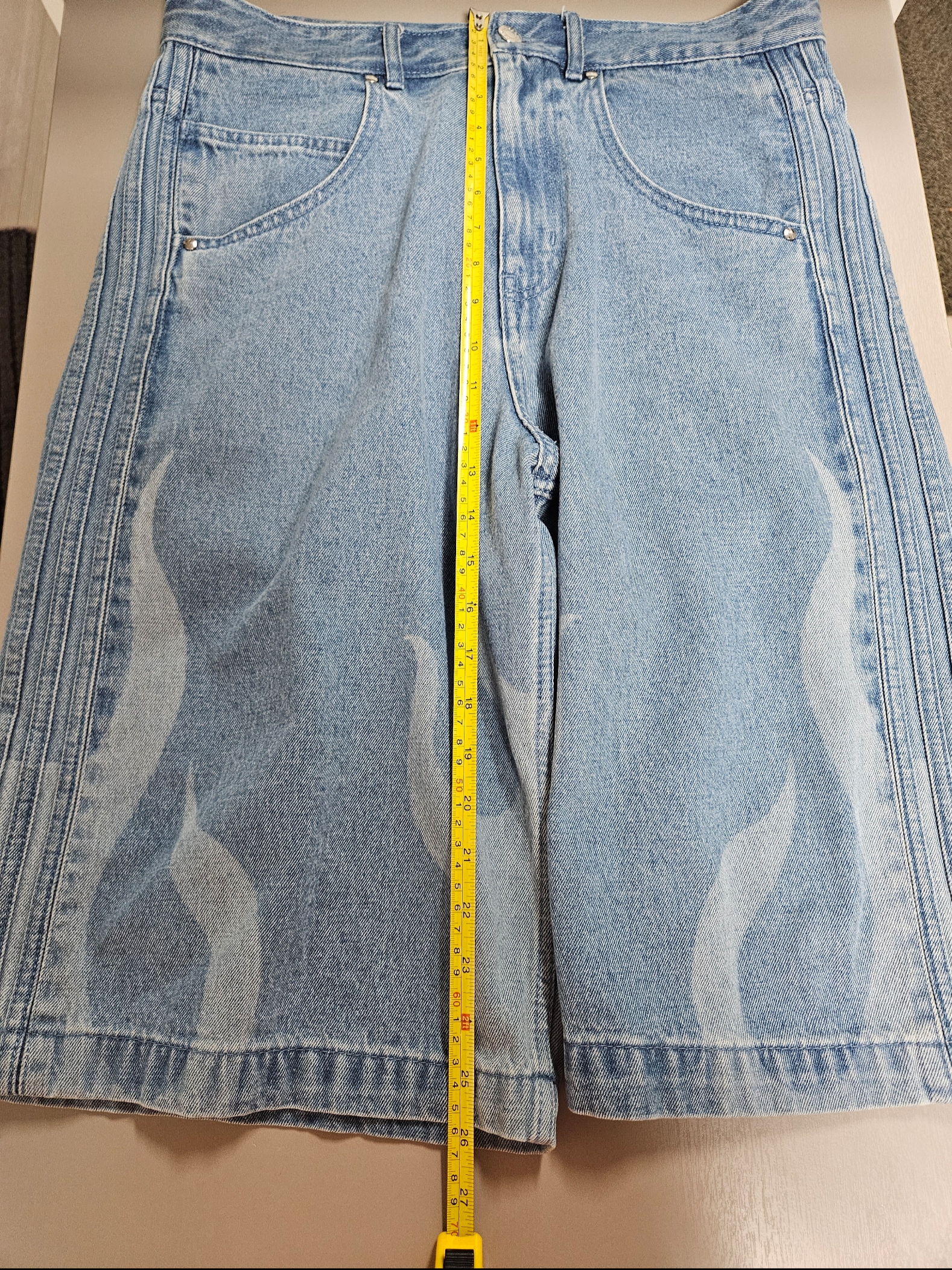 Adidas Flames Denim Shorts Blue - KR Sizing, Supreme S Logo Loose Fit Jean Washed Blue - 24SS 착용 스타일 - 2