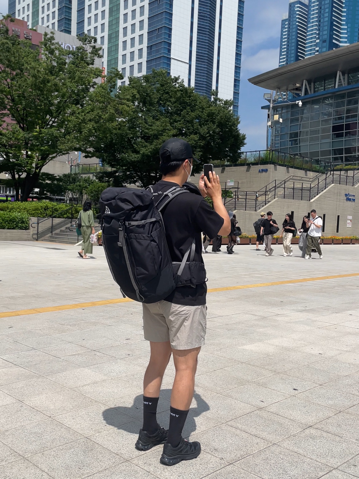 Nike ACG HBR Short Sleeve T-Shirt Black - Asia, Nike ACG 36 Backpack Black 착용 스타일 - 4