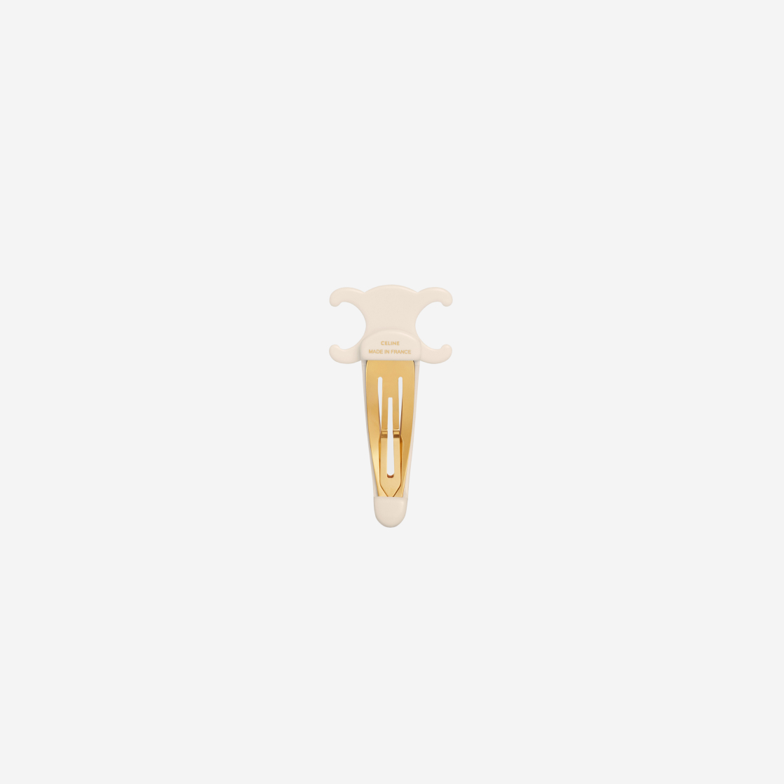 (W) 셀린느 트리옹프 라지 스냅 헤어 클립 아세테이트 스틸 아이보리 골드((W) Celine Triomphe Large Snap Hair Clip in Acetate and Steel Ivory Gold) - 2