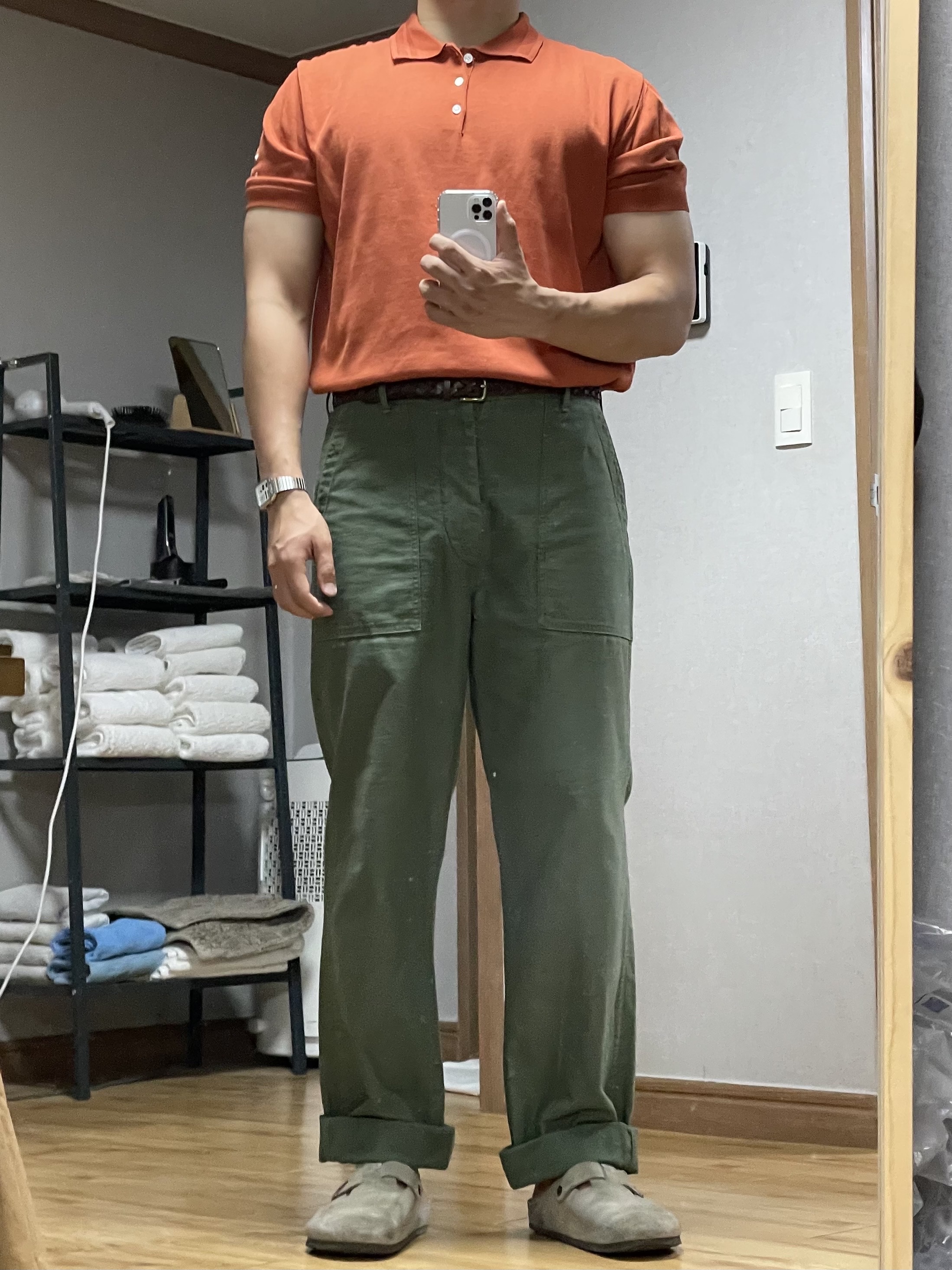 Birkenstock Boston Soft Footbed Taupe - Regular 착용 스타일