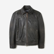 SERIES Vintage Zip Up Leather Jacket Charcoal