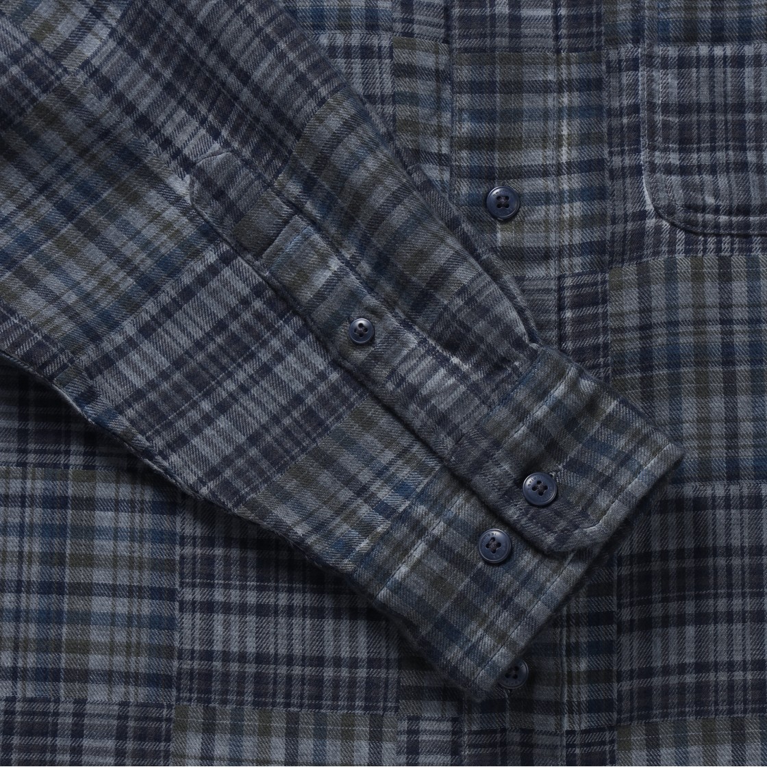 시리즈 루나다잉 패치워크 체크 셔츠 다크 블루(SERIES Luna Dyeing Patchwork Check Shirt Dark Blue) - 6