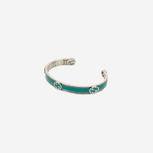 Gucci Bracelet With Interlocking G Silver Turquoise Enamel