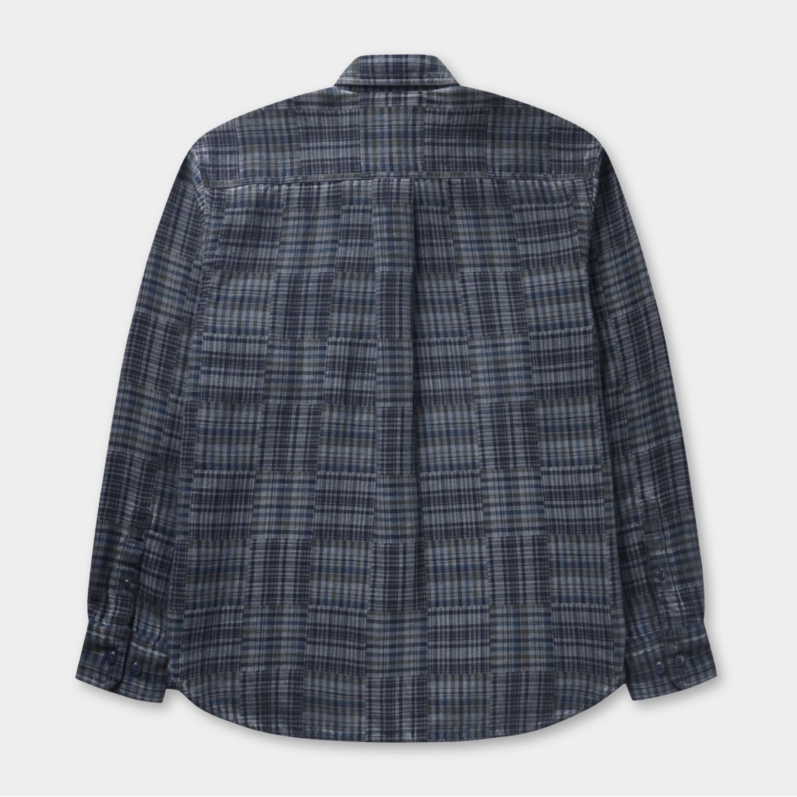 시리즈 루나다잉 패치워크 체크 셔츠 다크 블루(SERIES Luna Dyeing Patchwork Check Shirt Dark Blue) - 3