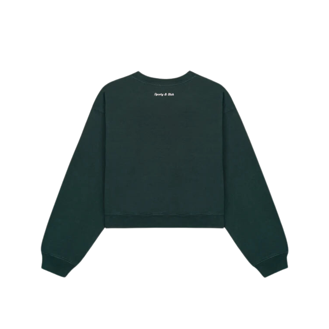 (W) Sporty & Rich Wellness Club Cropped Crewneck Forest Green Optical White 상세 이미지 2