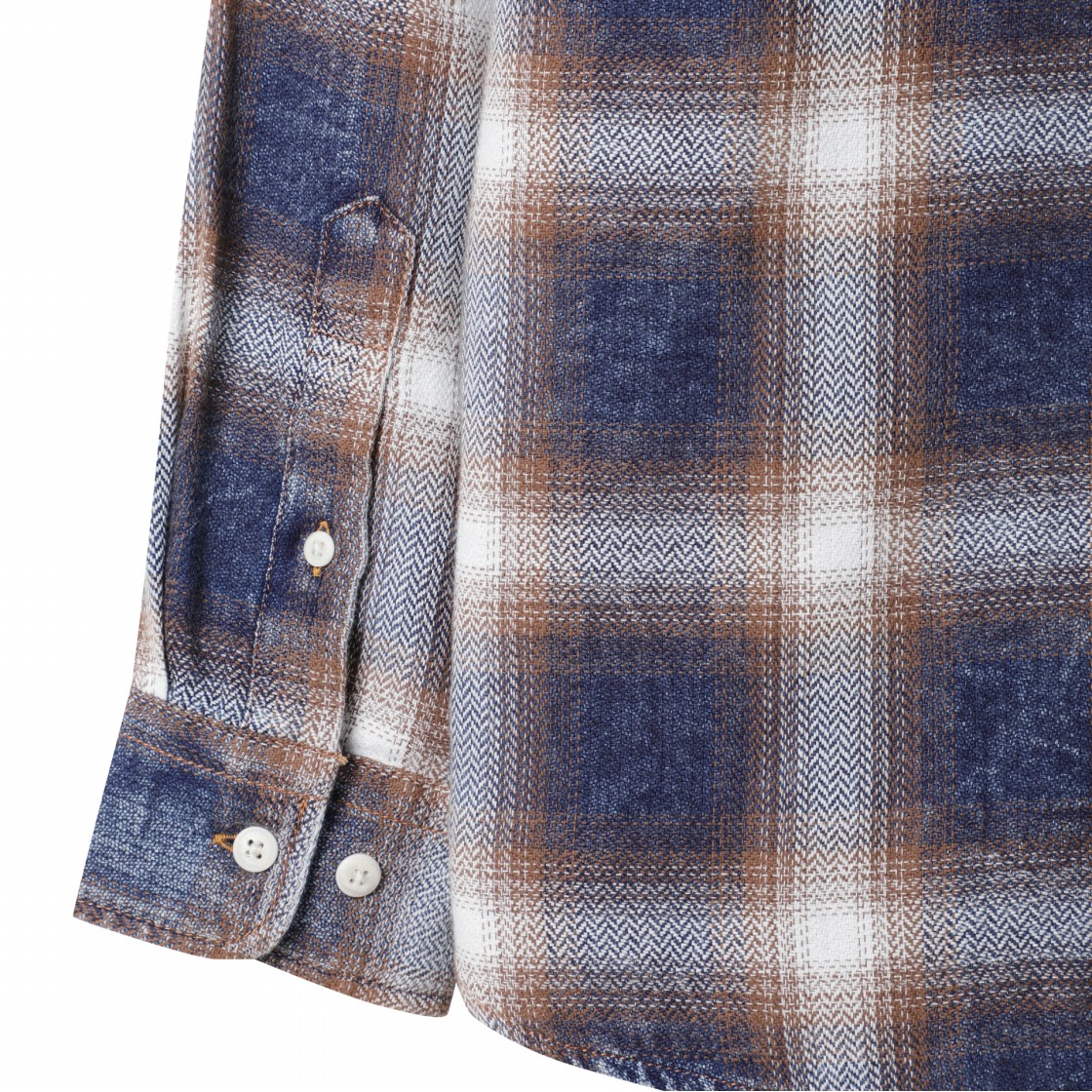 시리즈 인디고 워싱 옴브레 체크 셔츠 인디고(SERIES Indigo Washing Ombre Check Shirt Indigo) - 6