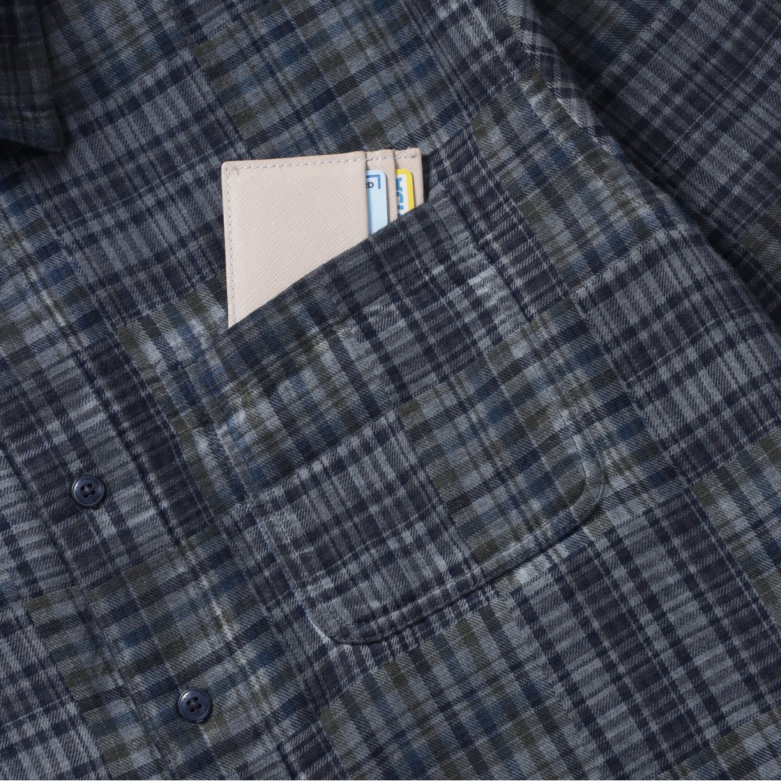 시리즈 루나다잉 패치워크 체크 셔츠 다크 블루(SERIES Luna Dyeing Patchwork Check Shirt Dark Blue) - 5