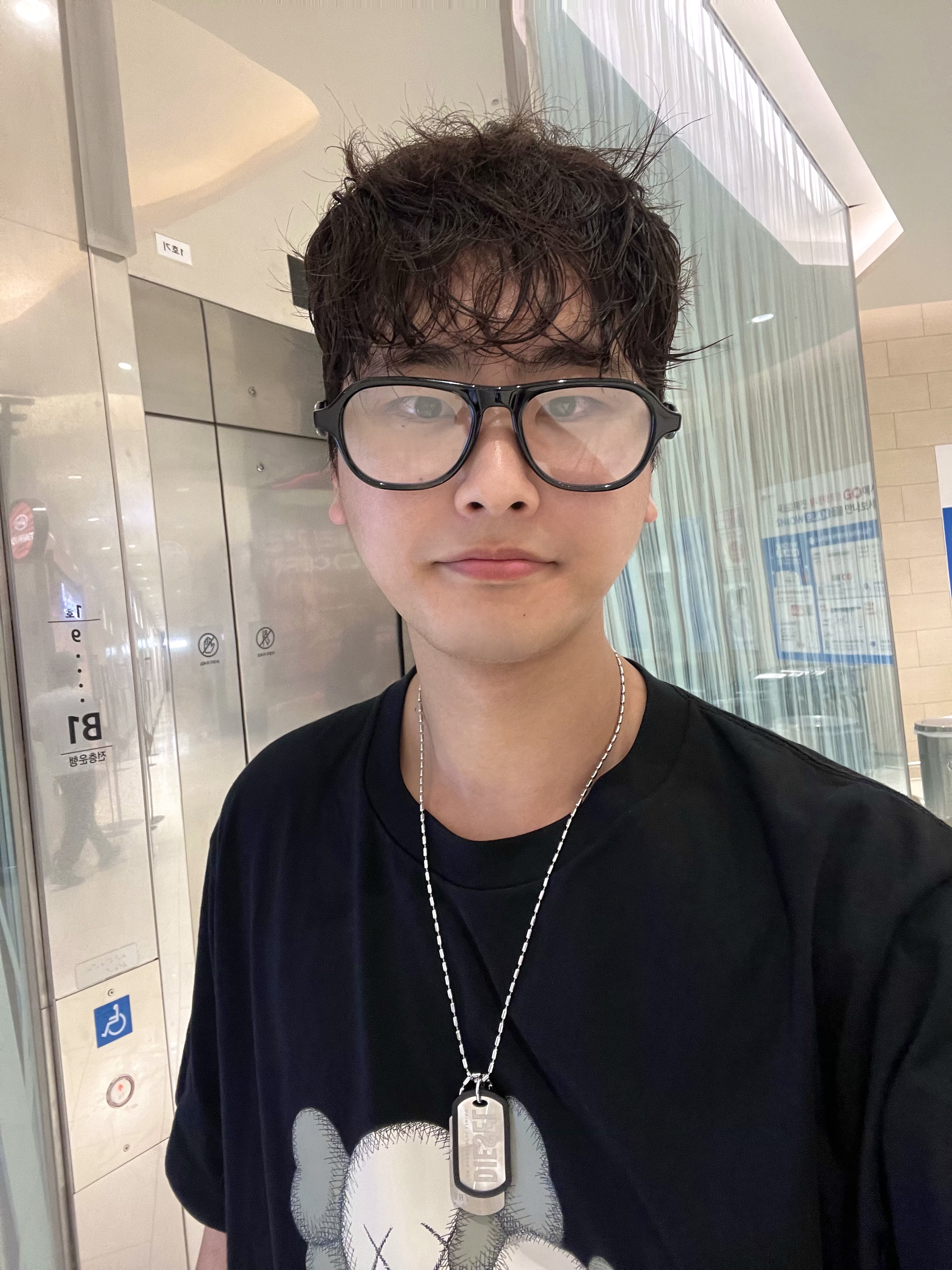 Gentle Monster x Maison Margiela MM113 Black Clear, Diesel Dx0011 Stainless Steel Double Dog Tag Necklace Silver 착용 스타일