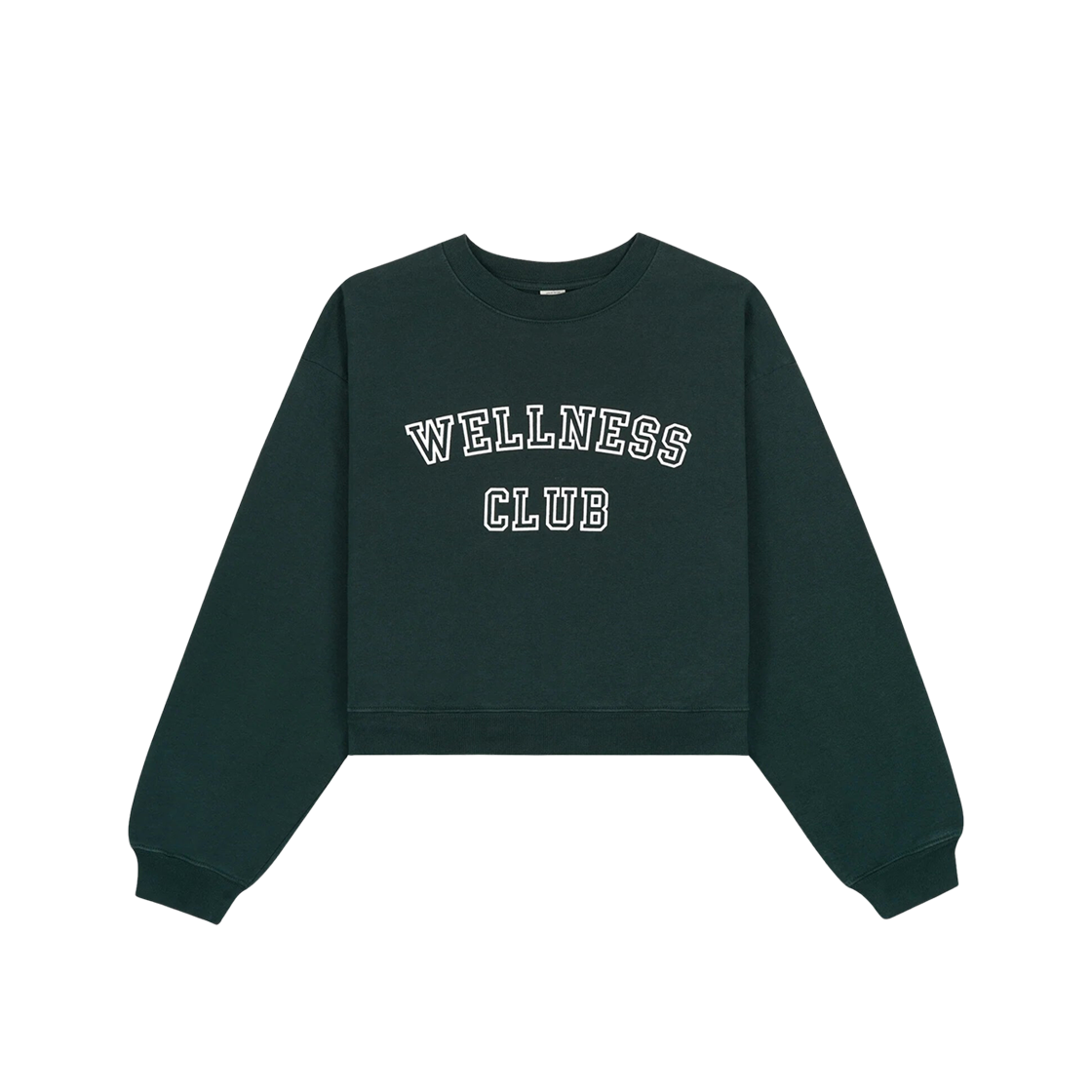 (W) Sporty & Rich Wellness Club Cropped Crewneck Forest Green Optical White 상세 이미지 1