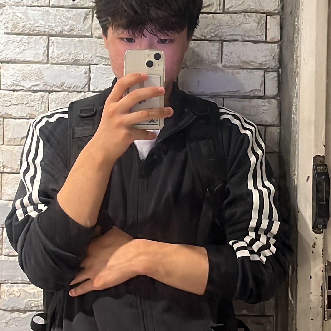 Adidas 3S Regular Fit Double Knit Track Top Black White - KR Sizing, Apple iPhone 13 Mini 128GB Starlight (Korean Ver.) 착용 스타일