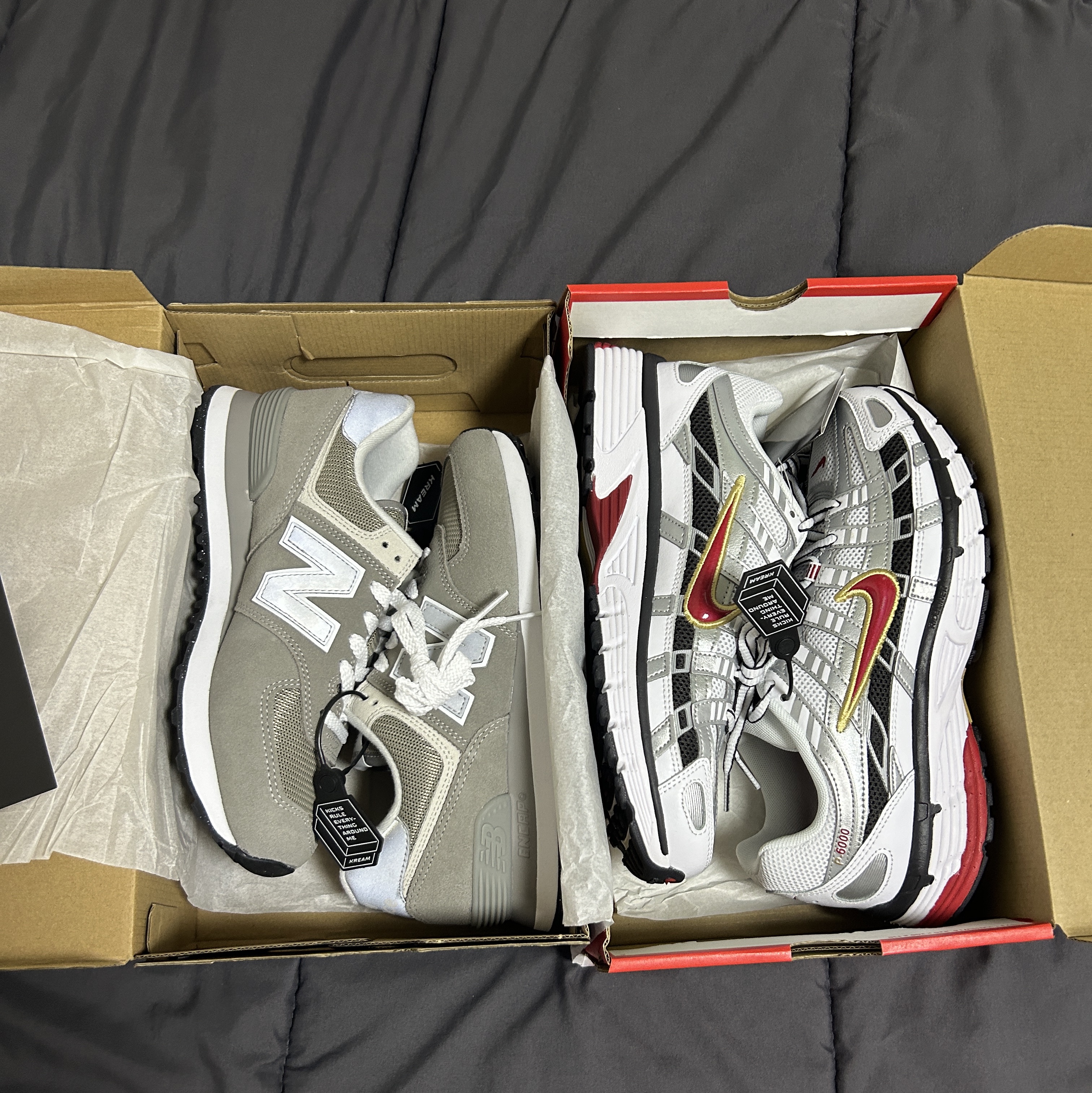 (W) Nike P-6000 Metallic Silver Red 착용 스타일 - 1