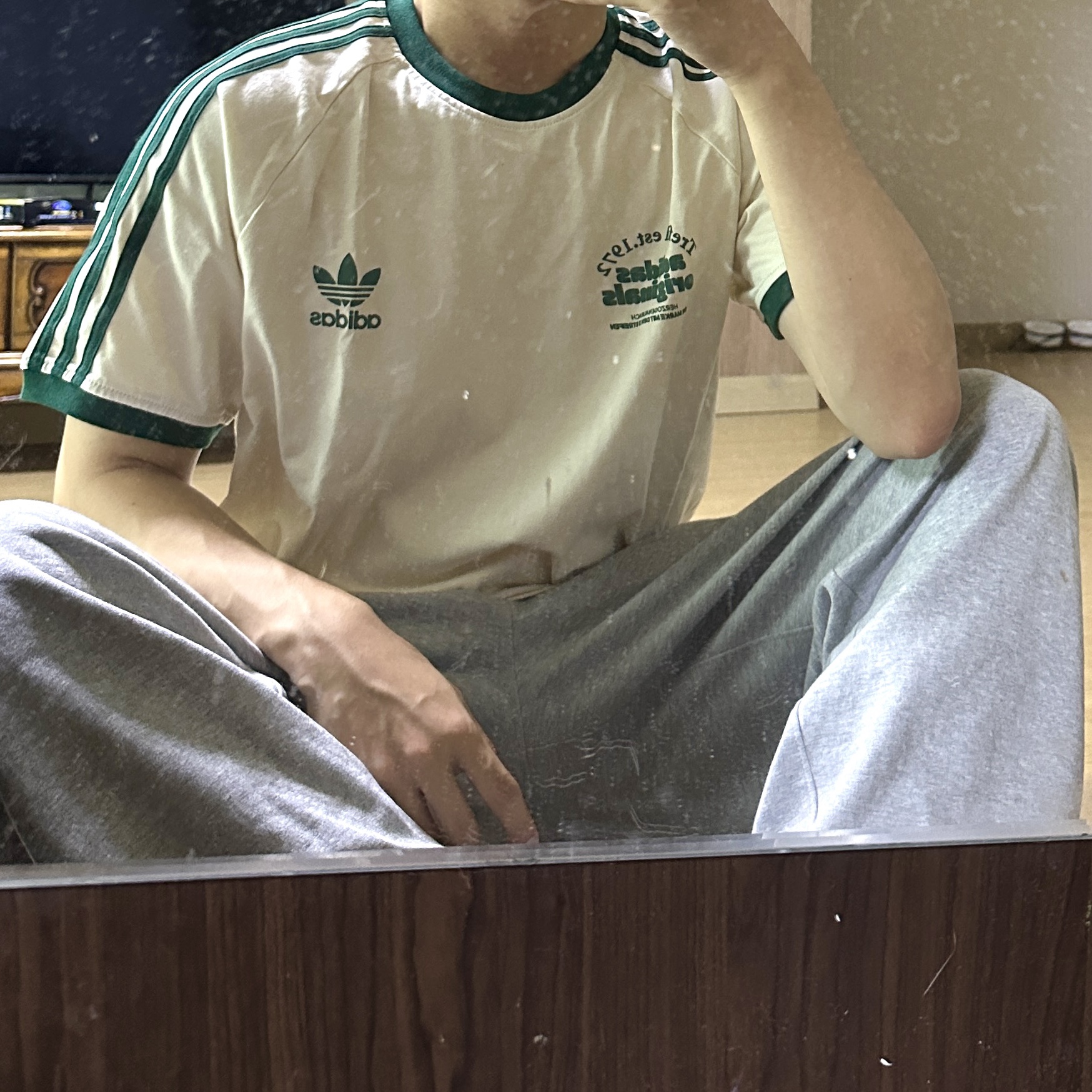 Adidas Sport Graphic Cali T-Shirt Wonder White - KR Sizing 착용 스타일
