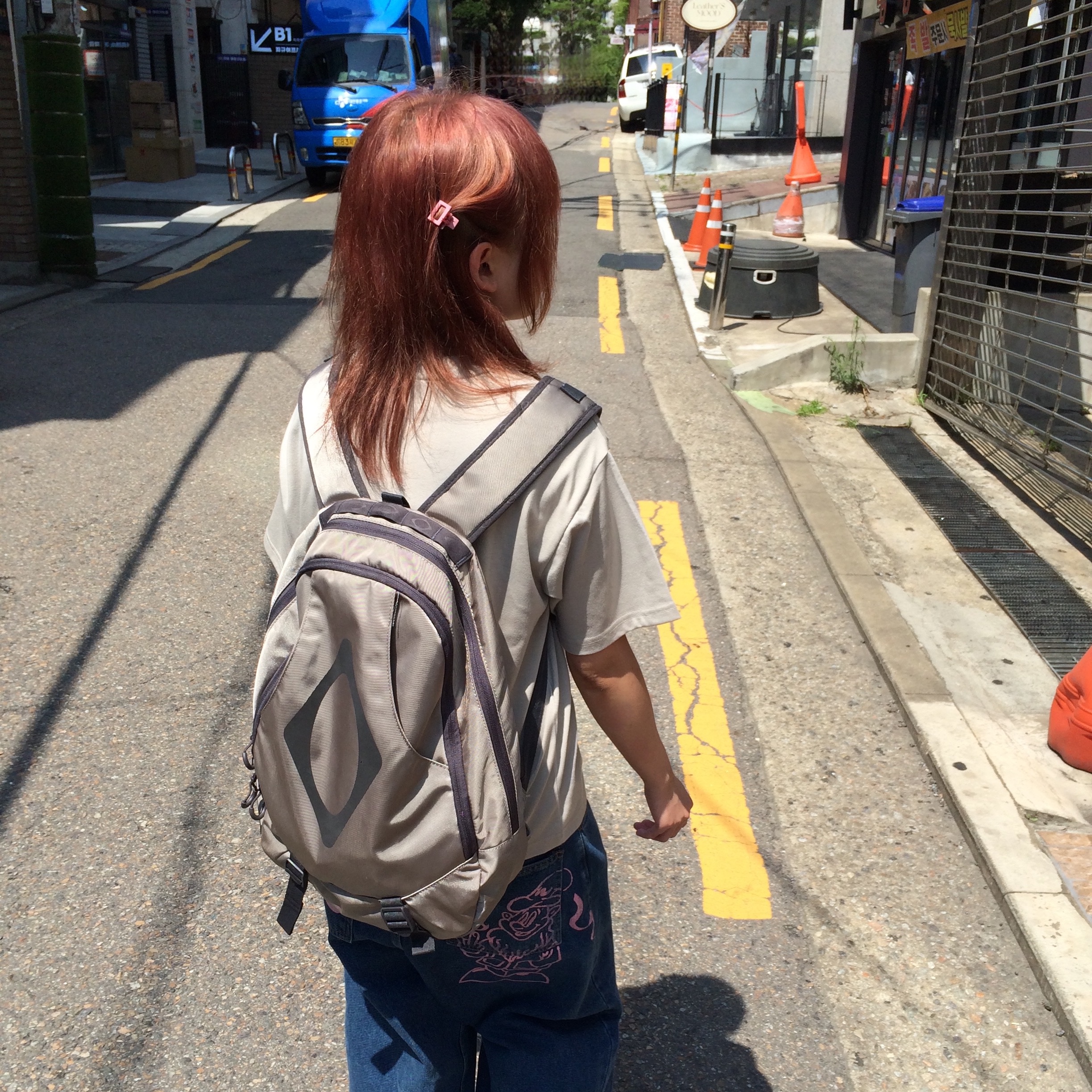 Mischief Rhombus Mountain Backpack Lavender 착용 스타일 - 1