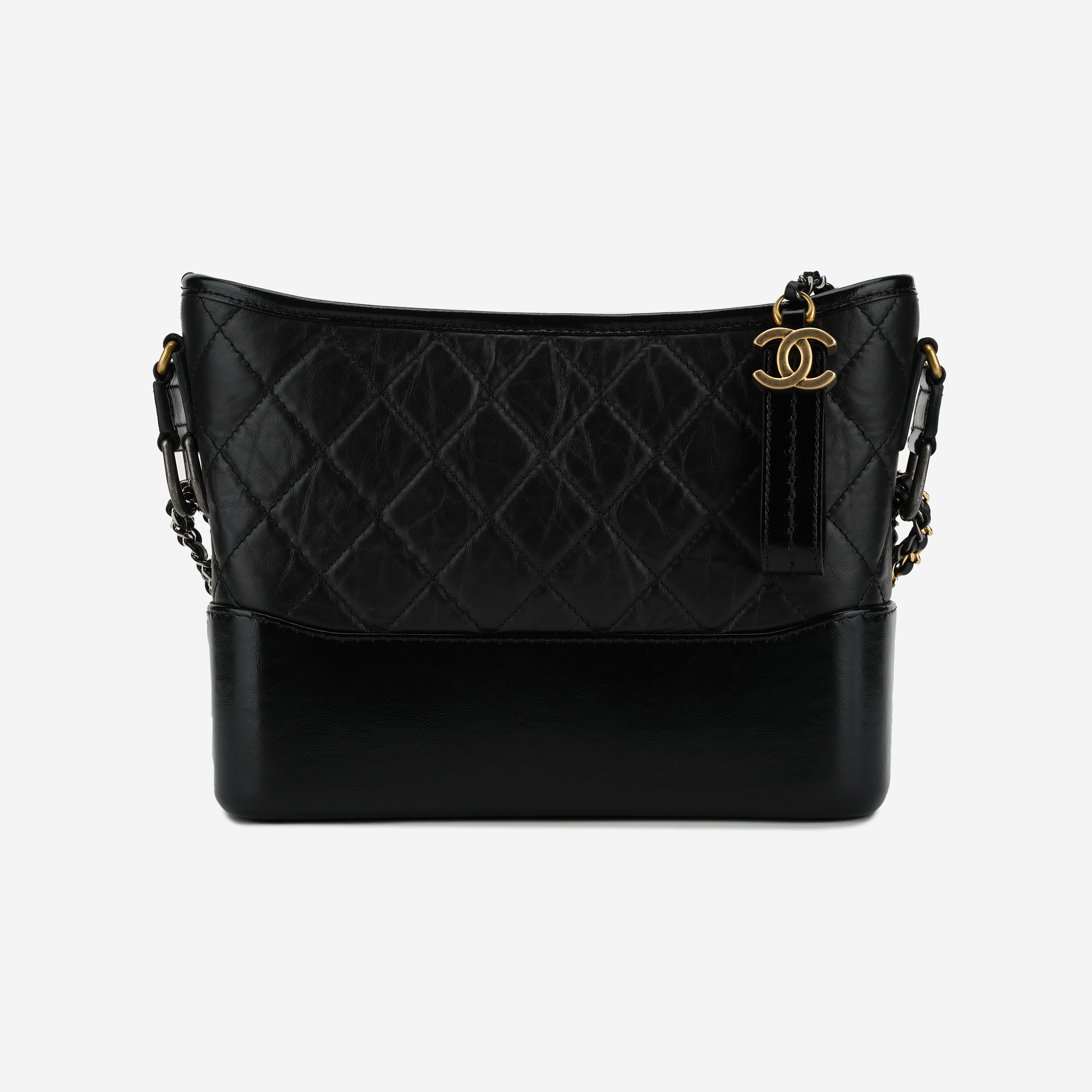 Chanel Gabrielle Medium Hobo Bag Aged Calfskin & Gold Black