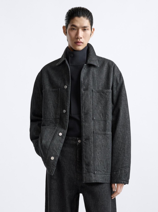 Zara x Studio Nicholson Denim Jacket Black 착용 스타일