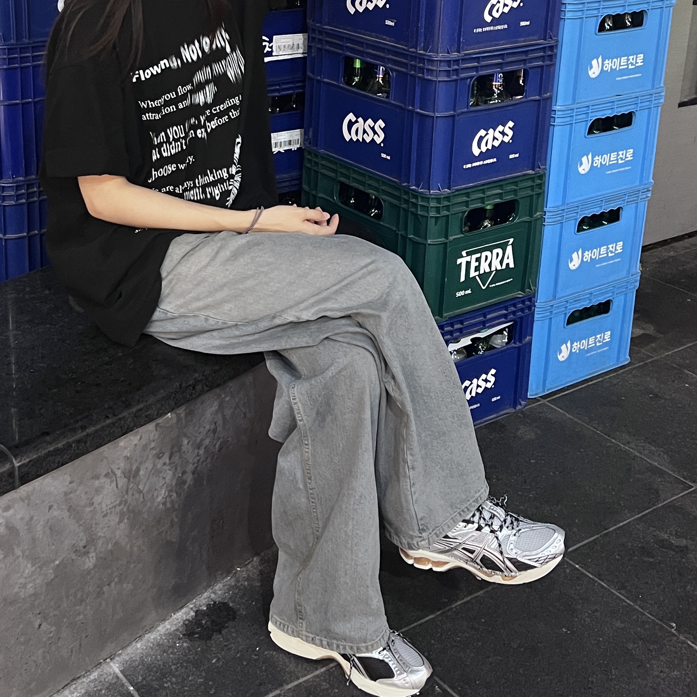Asics Gel-Nimbus 10.1 Piedmont Grey Pure Silver 착용 스타일 - 1