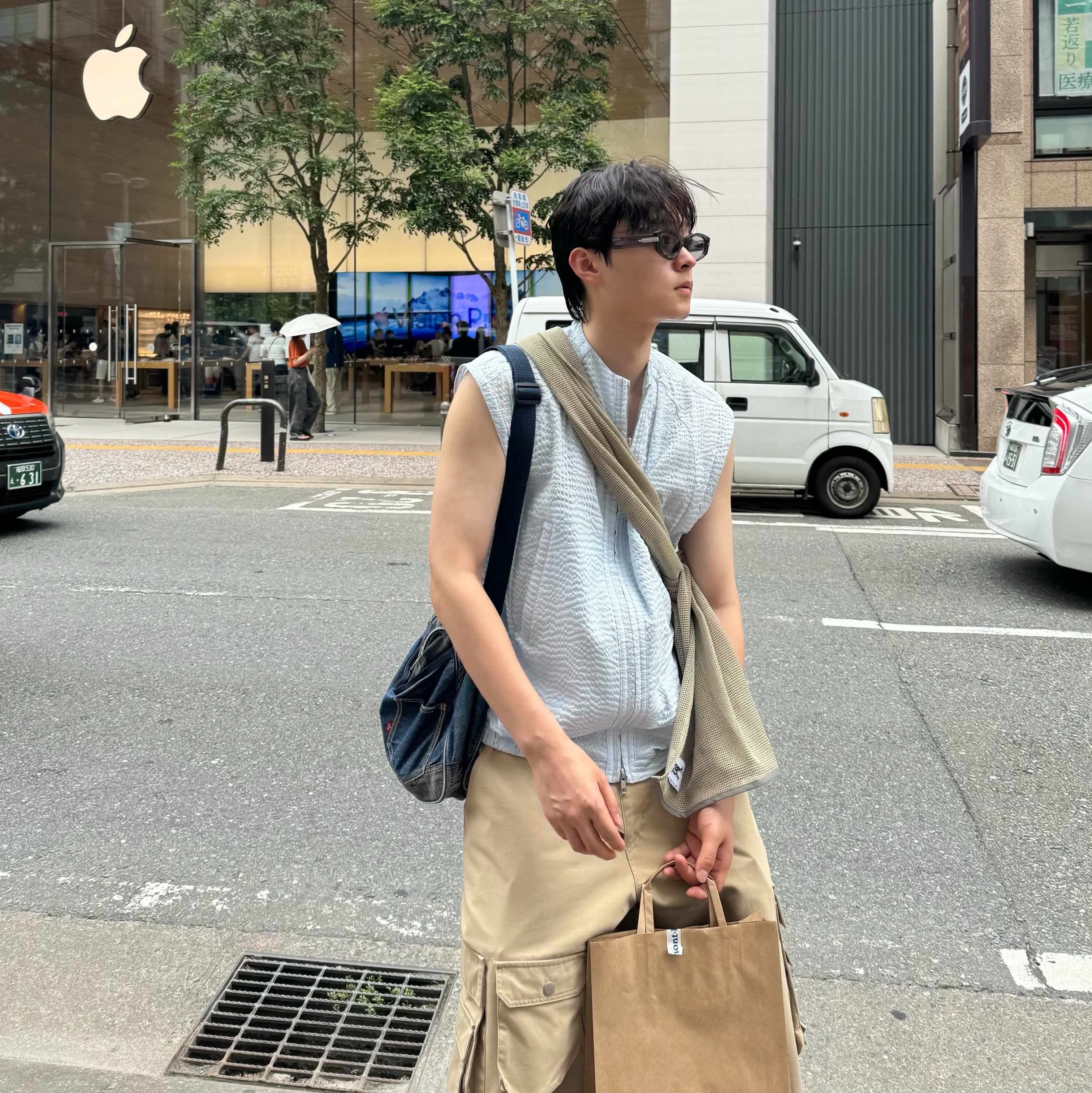 Sansan Gear BLF Scarf Khaki - 24SS 착용 스타일 - 3