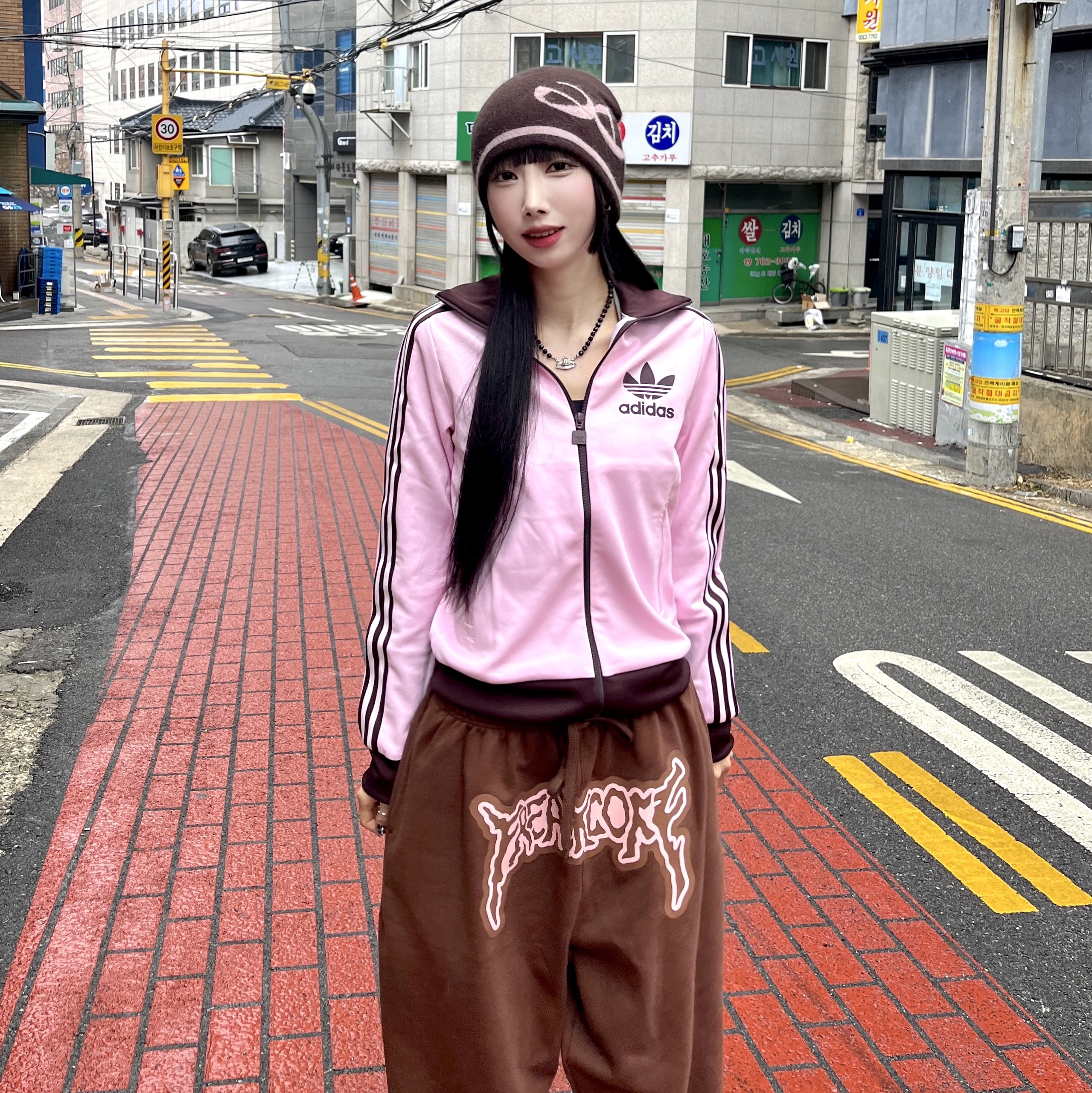 (W) Adidas Originals Beckenbauer Track Jacket Clear Pink - KR Sizing 착용 스타일
