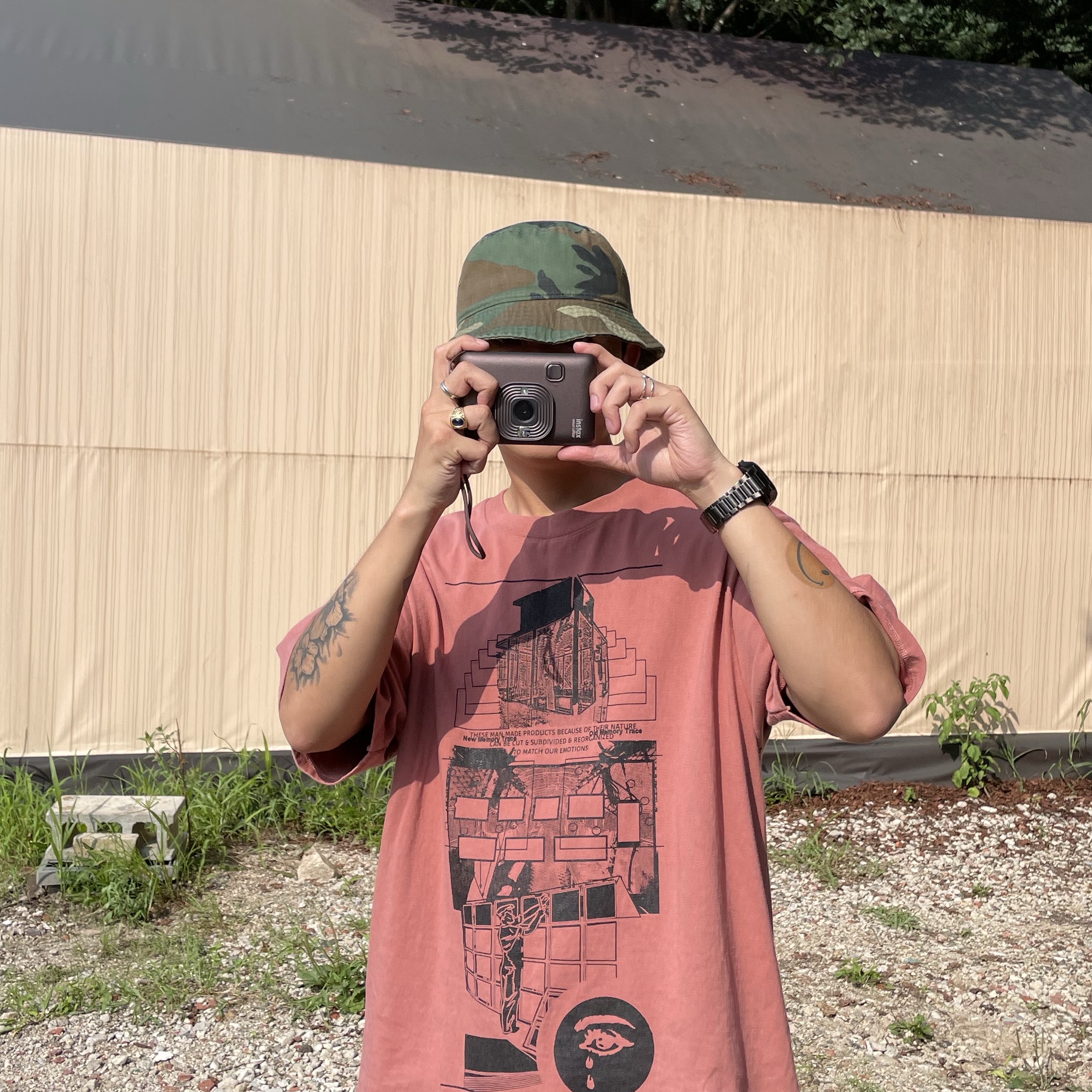 Cav Empt Overdye MD Products T-Shirt Burgundy - 23FW 착용 스타일 - 2